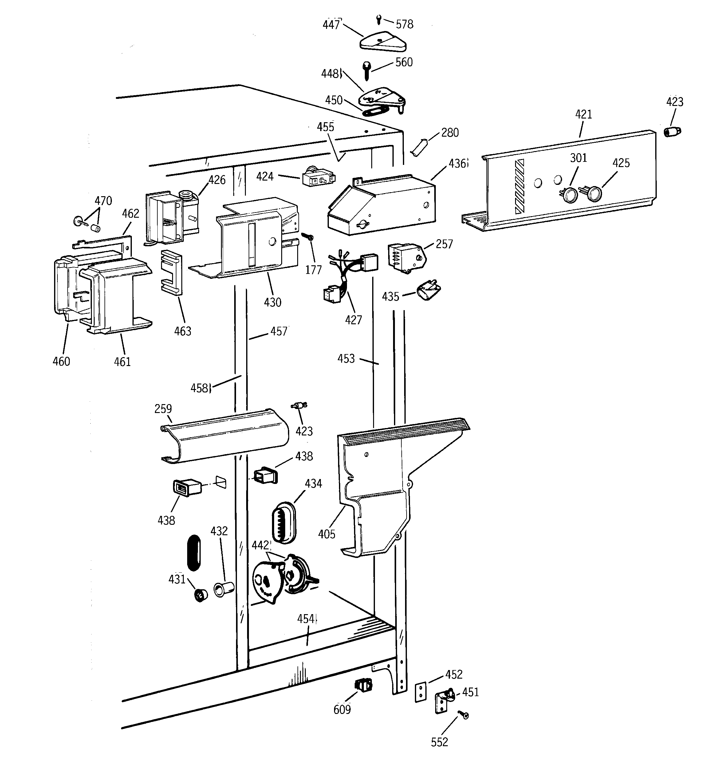 GE TFG25PABEWW fresh food section diagram