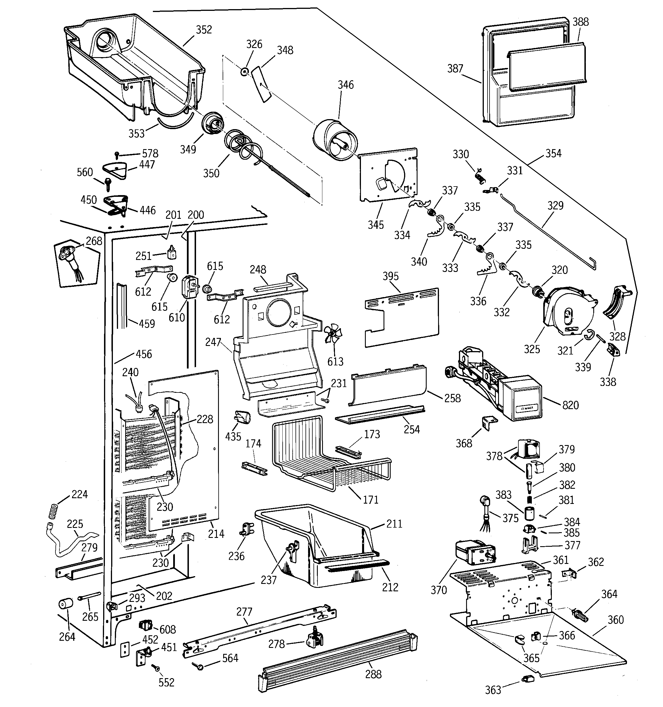 GE TFZ22PRBEBB freezer section diagram