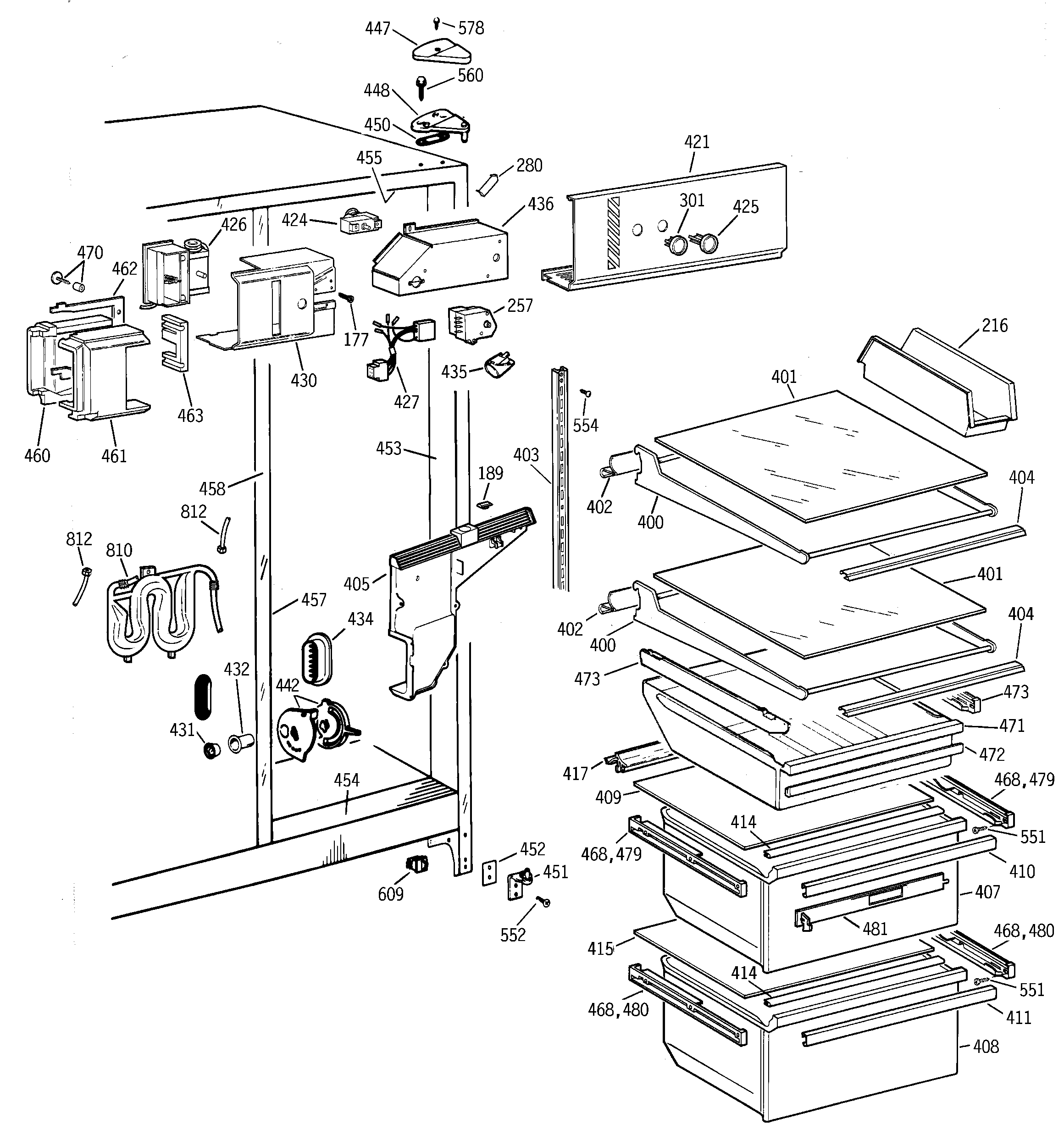 GE TFZ22JRBEWW fresh food section diagram