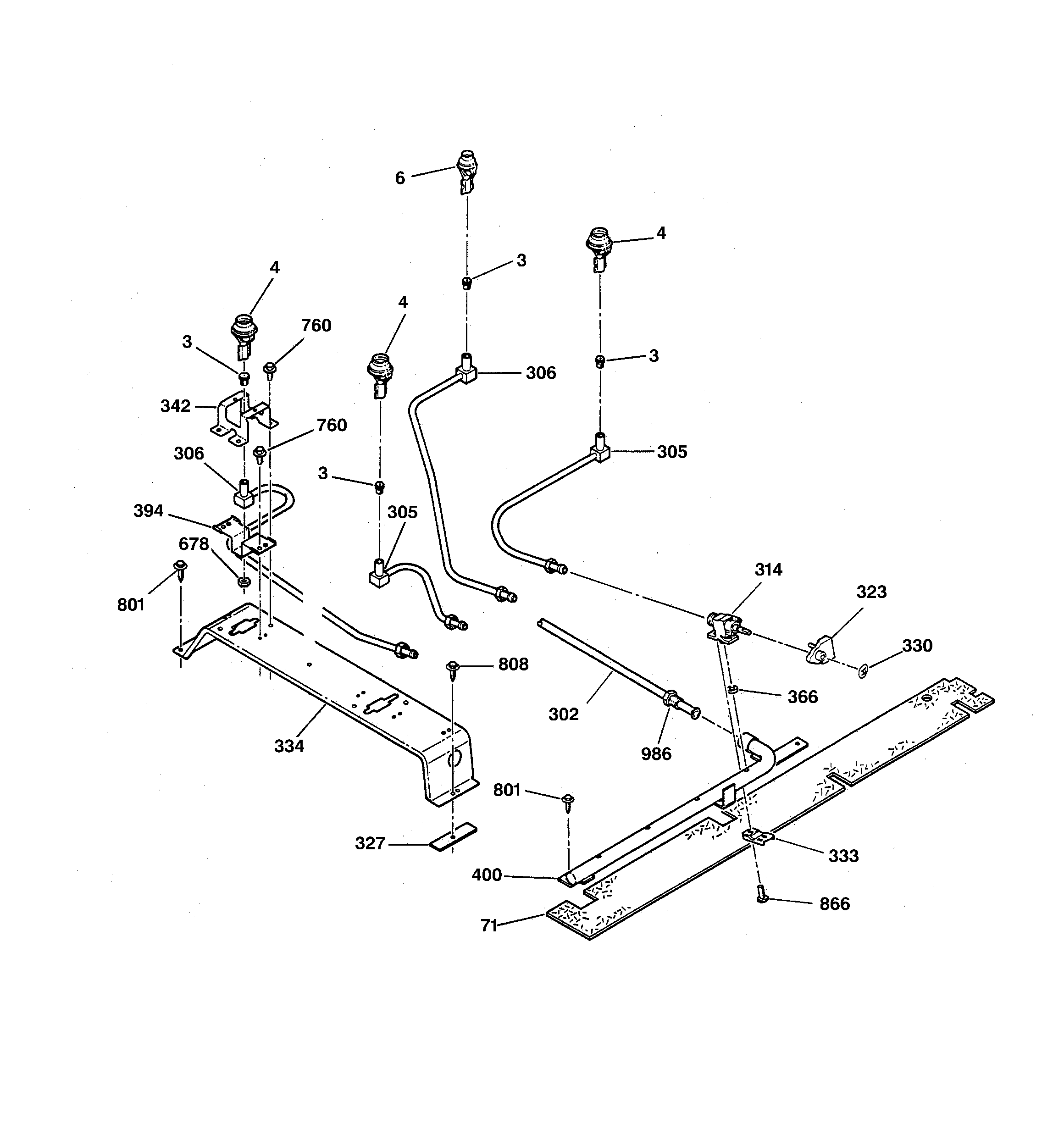 GE JGSP23WEV2WW surface burner diagram