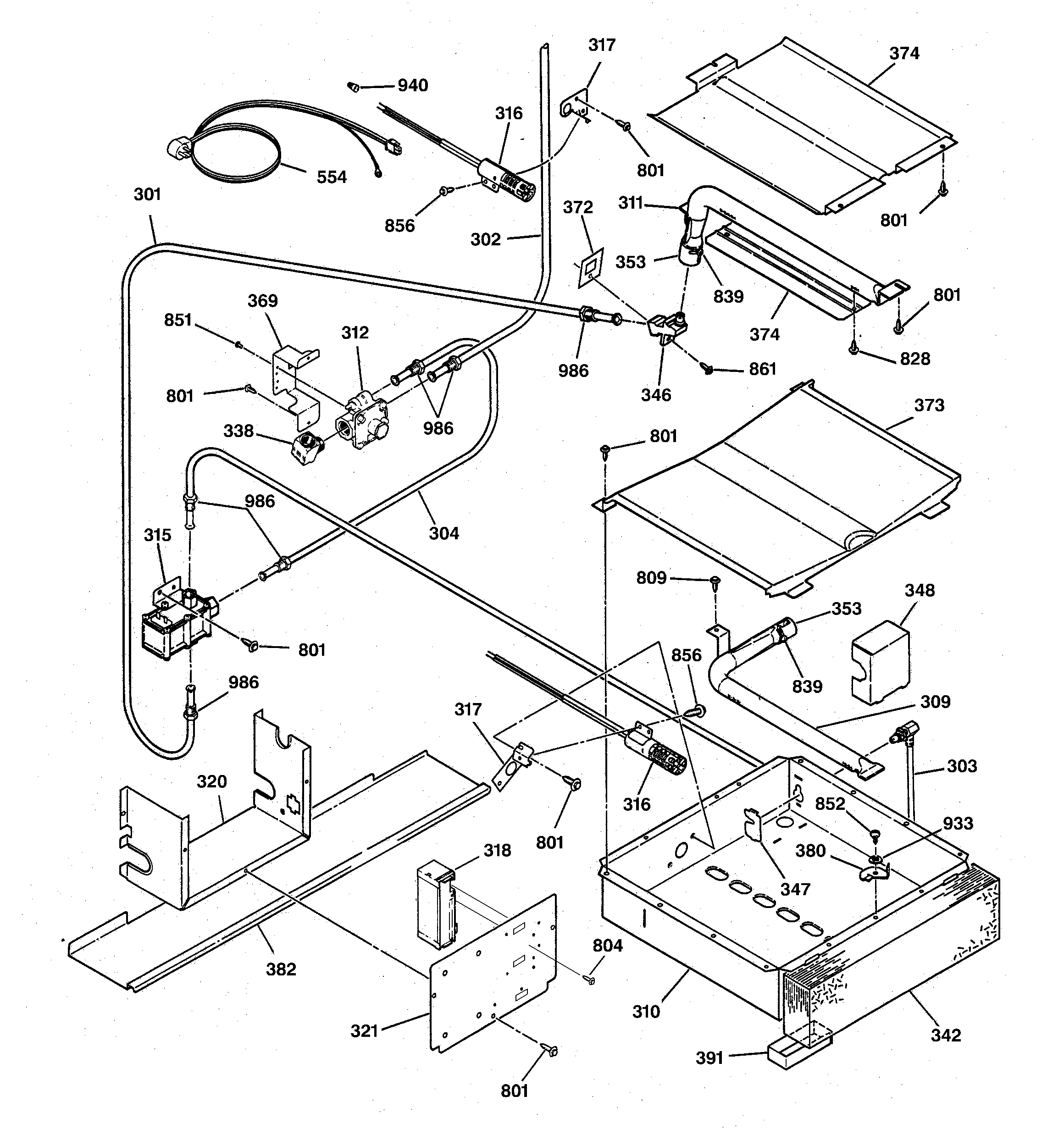 GE JGSP23WEV2WW oven burner diagram