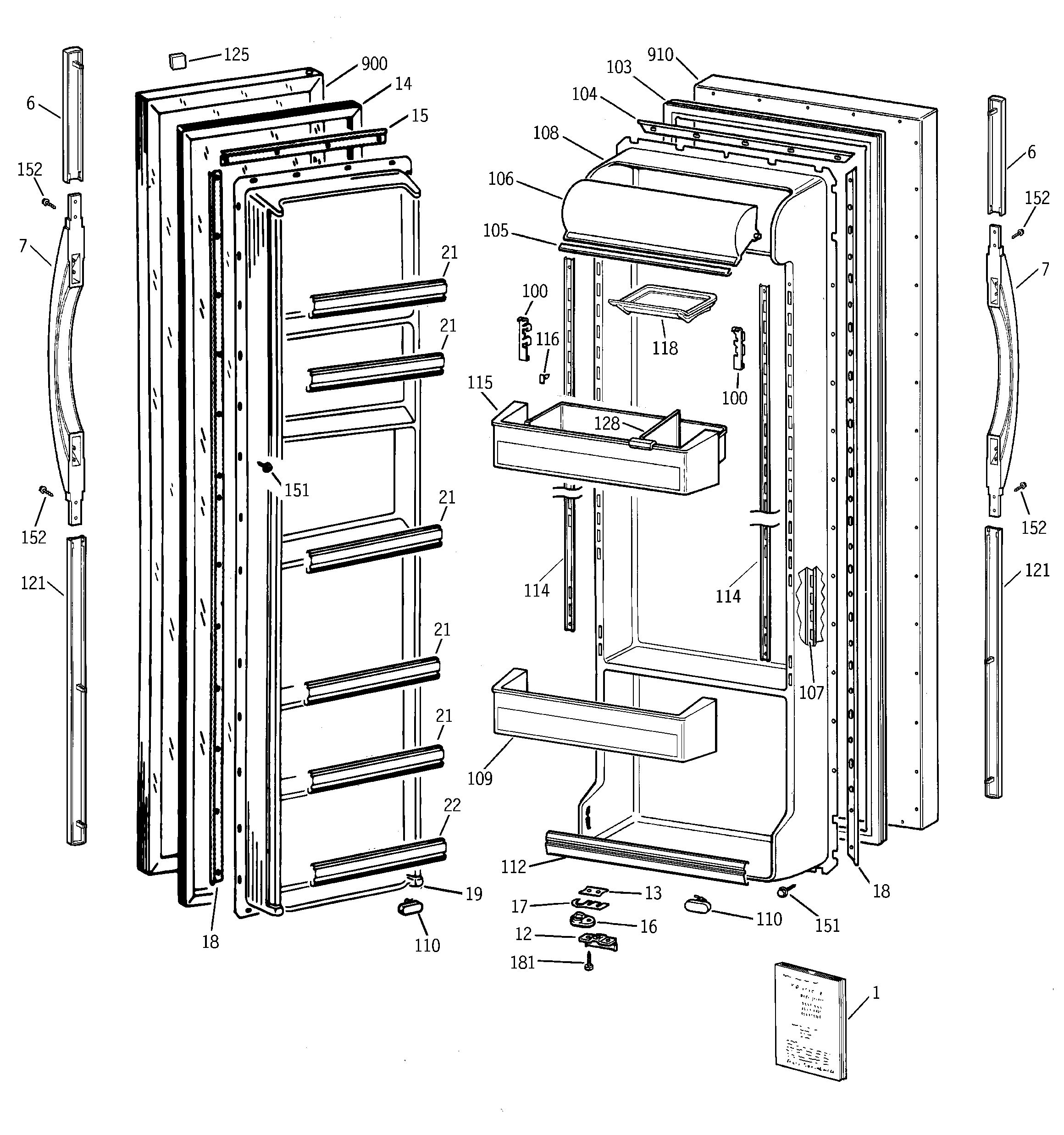 GE TFK25ZACEAA doors diagram