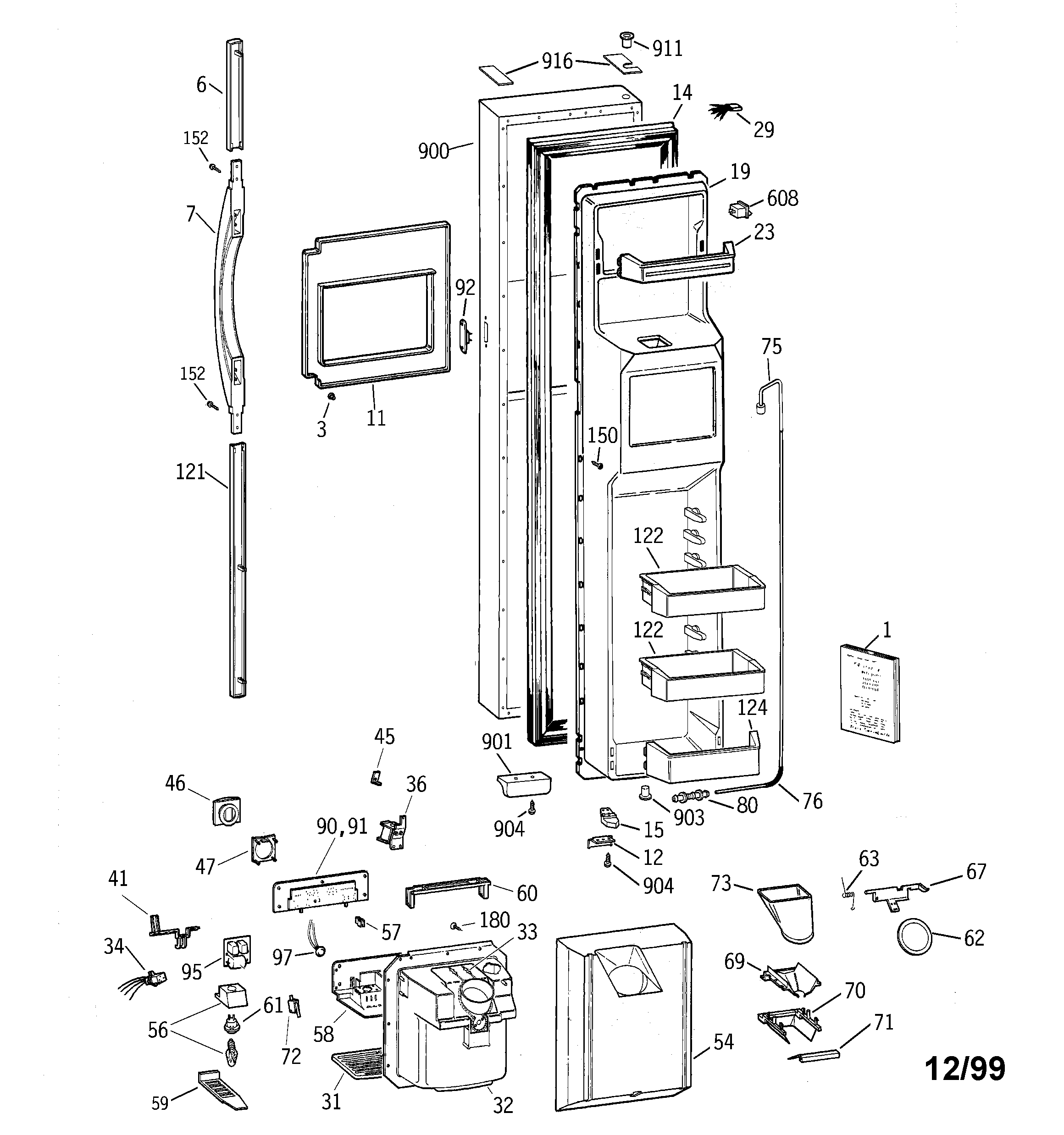 GE TFK28ZFBEAA freezer door diagram