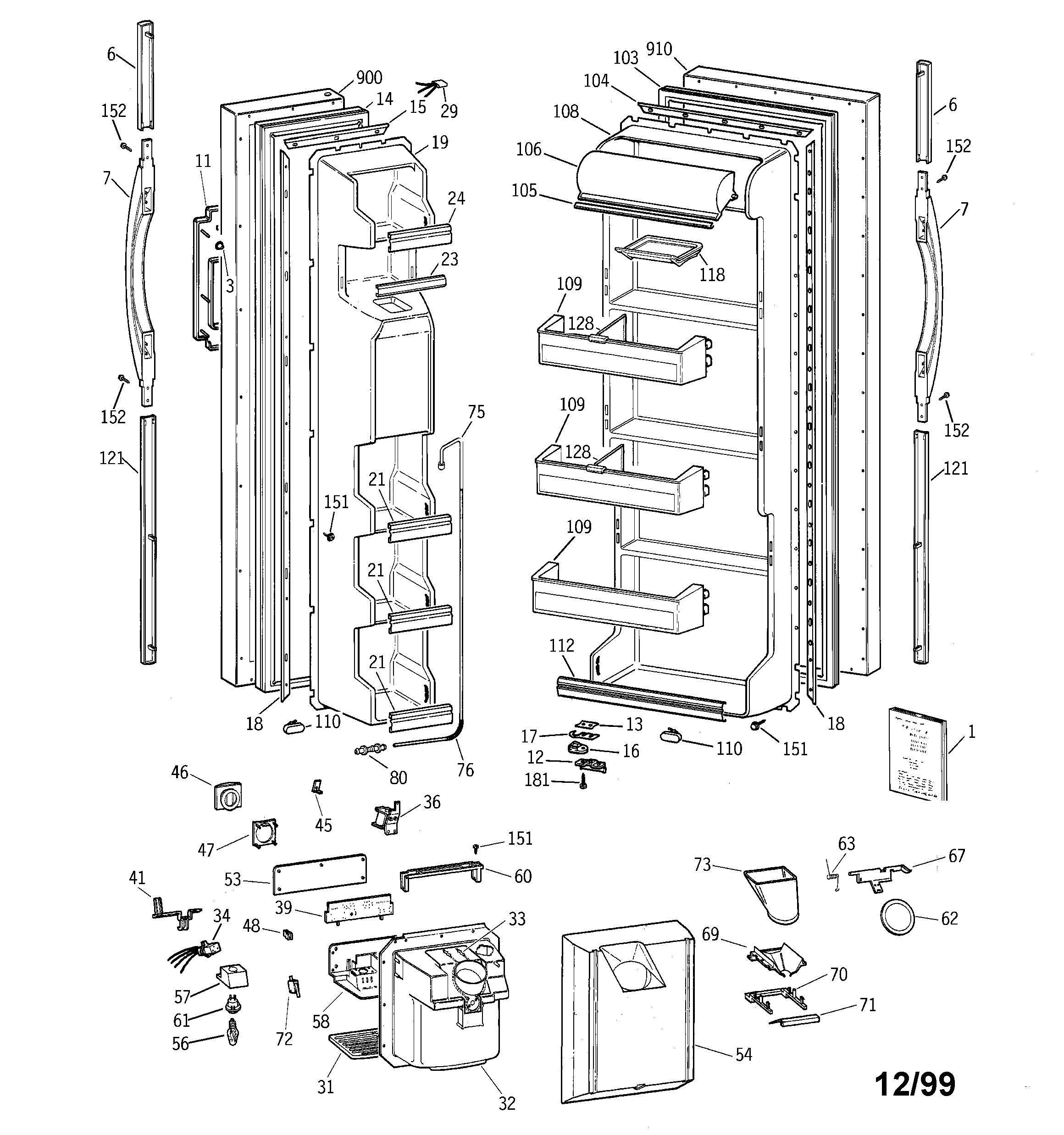 GE TFT20JRBEAA doors diagram