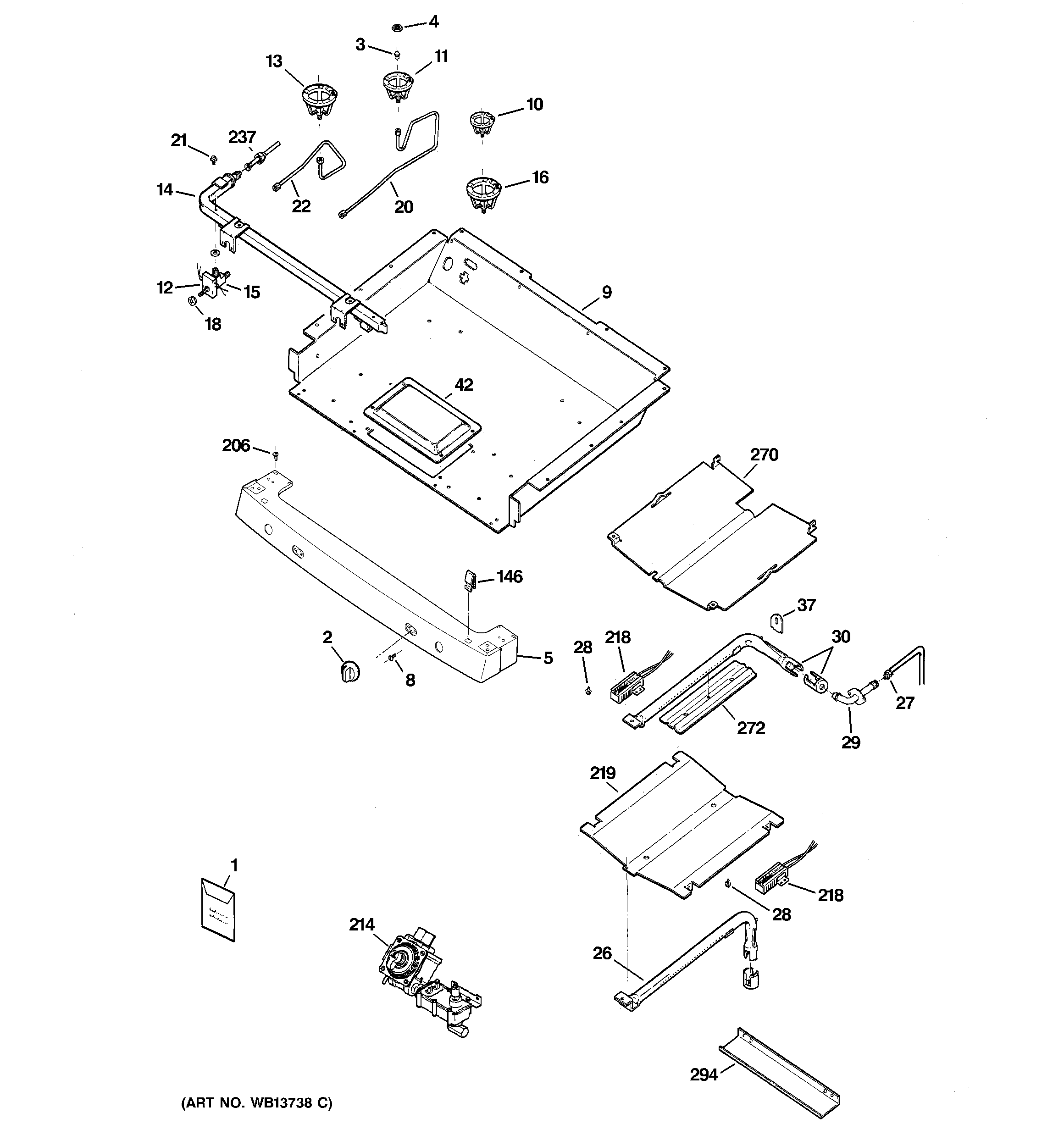 GE EGR3000EL2CC gas & burner parts diagram