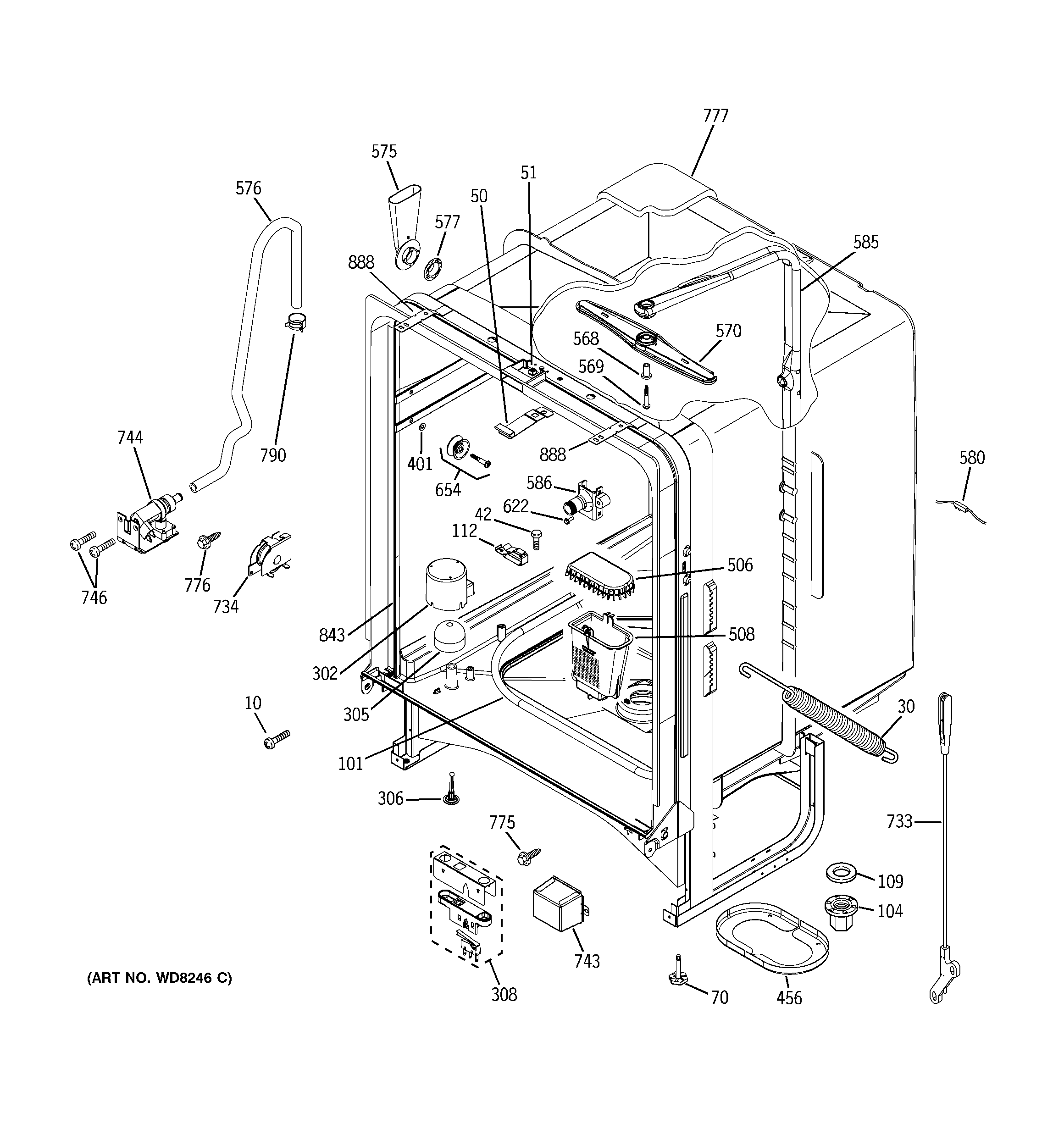GE GLD5611L20CS body parts diagram