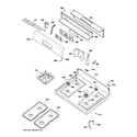 GE JGBP32BEL3BB control panel & cooktop diagram