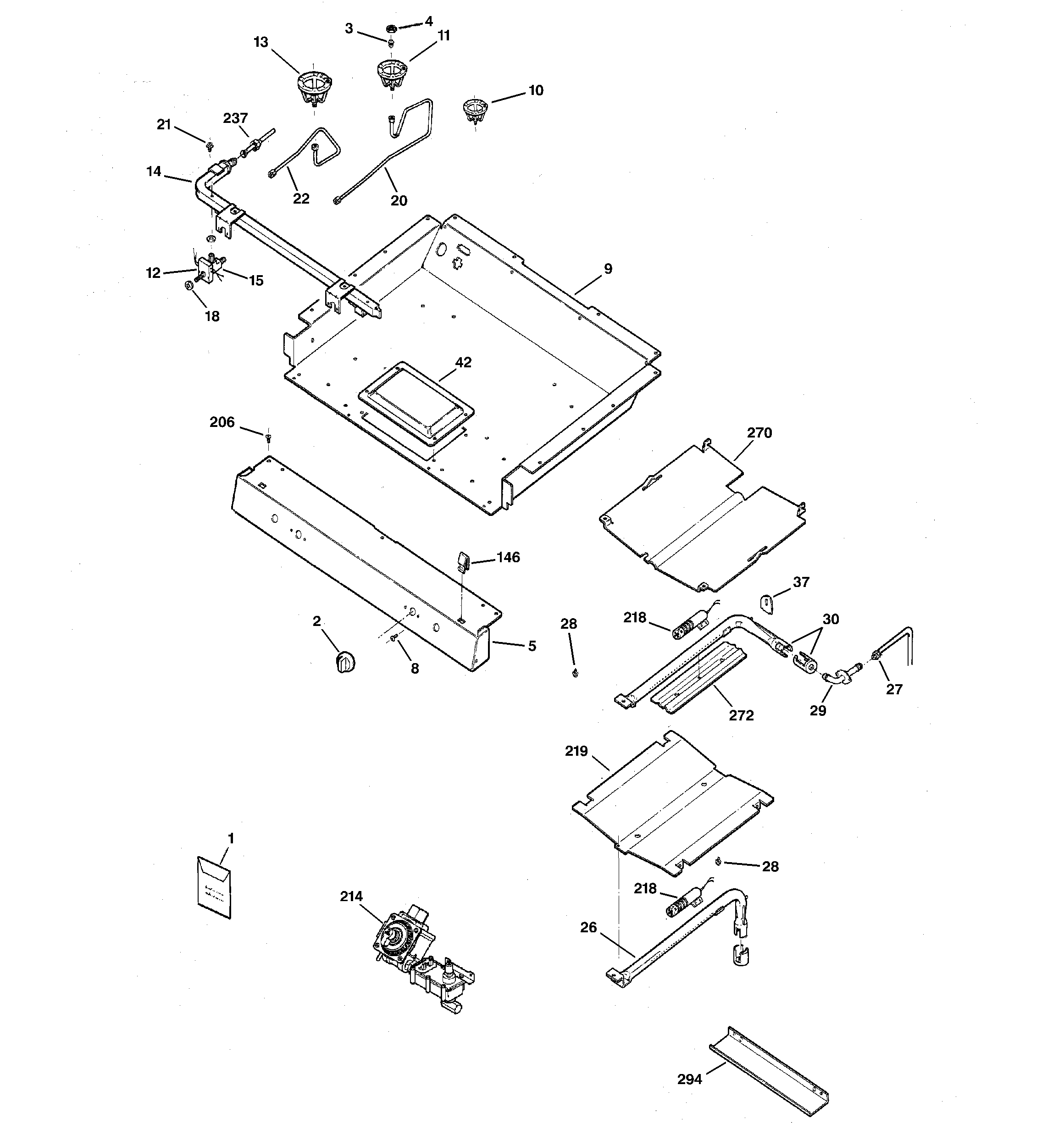 GE JGBP33BEL3BB gas & burner parts diagram