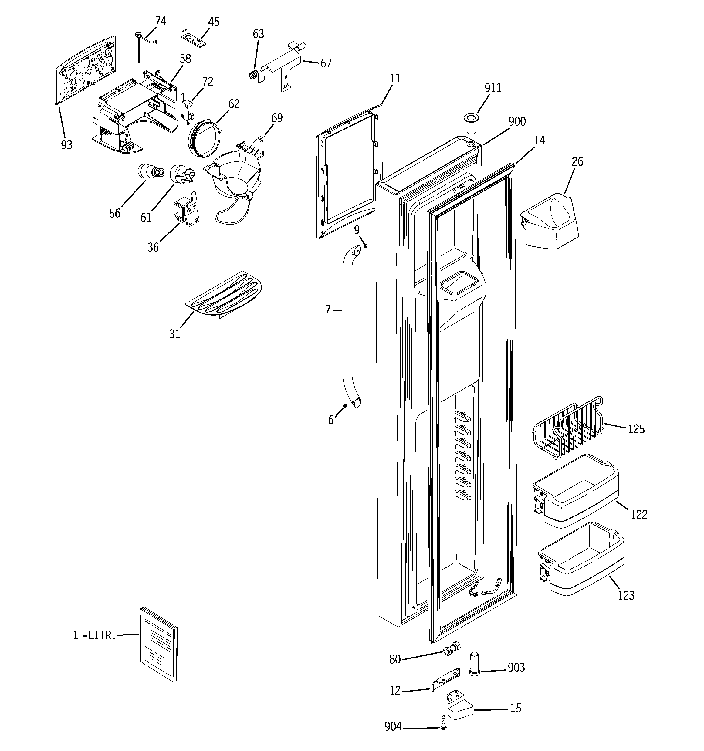 GE LSS25XSWASS freezer door diagram