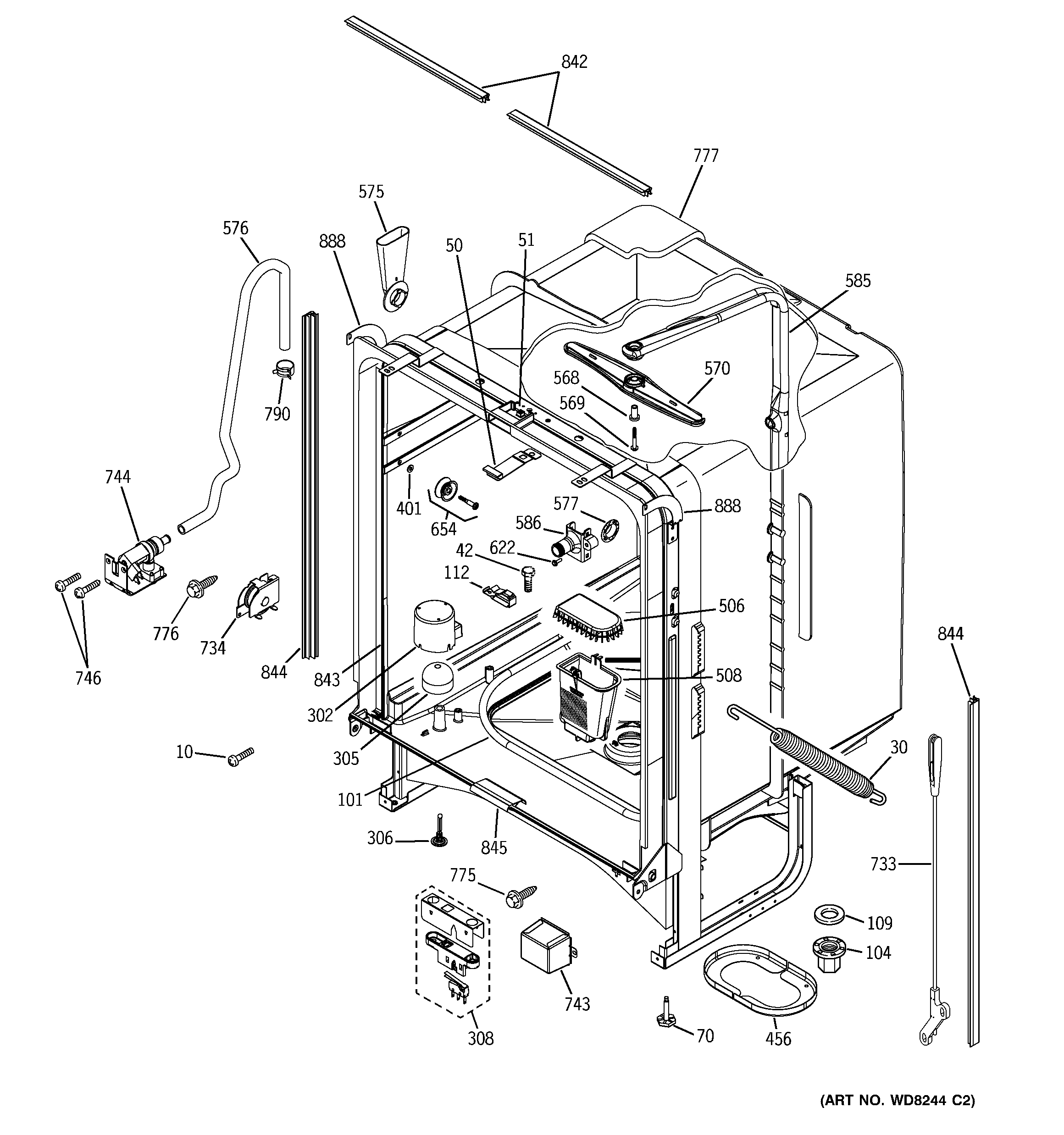 GE PDW7380N15SS body parts diagram