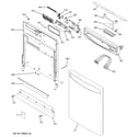 GE PDW7800N15WW escutcheon & door assembly diagram