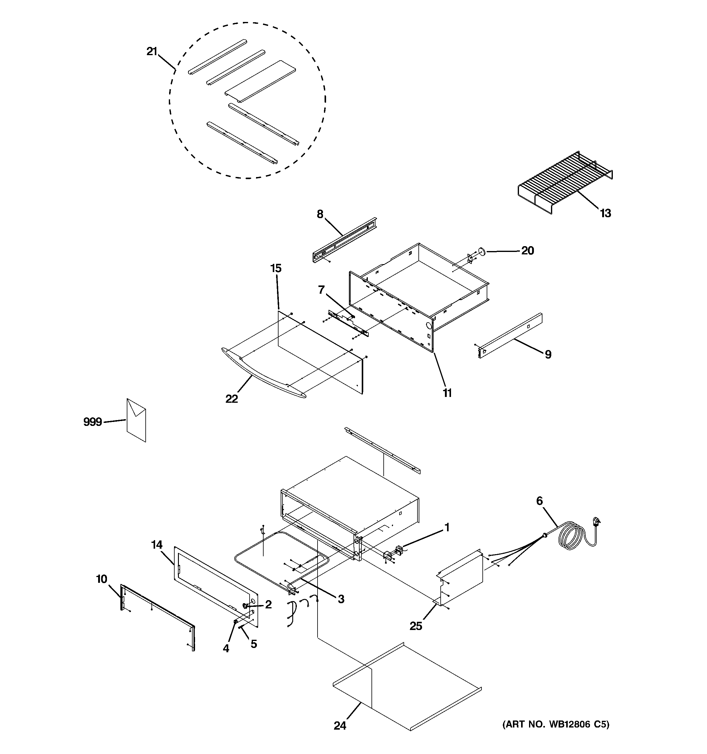 GE PTD915BM1BB warming drawer diagram
