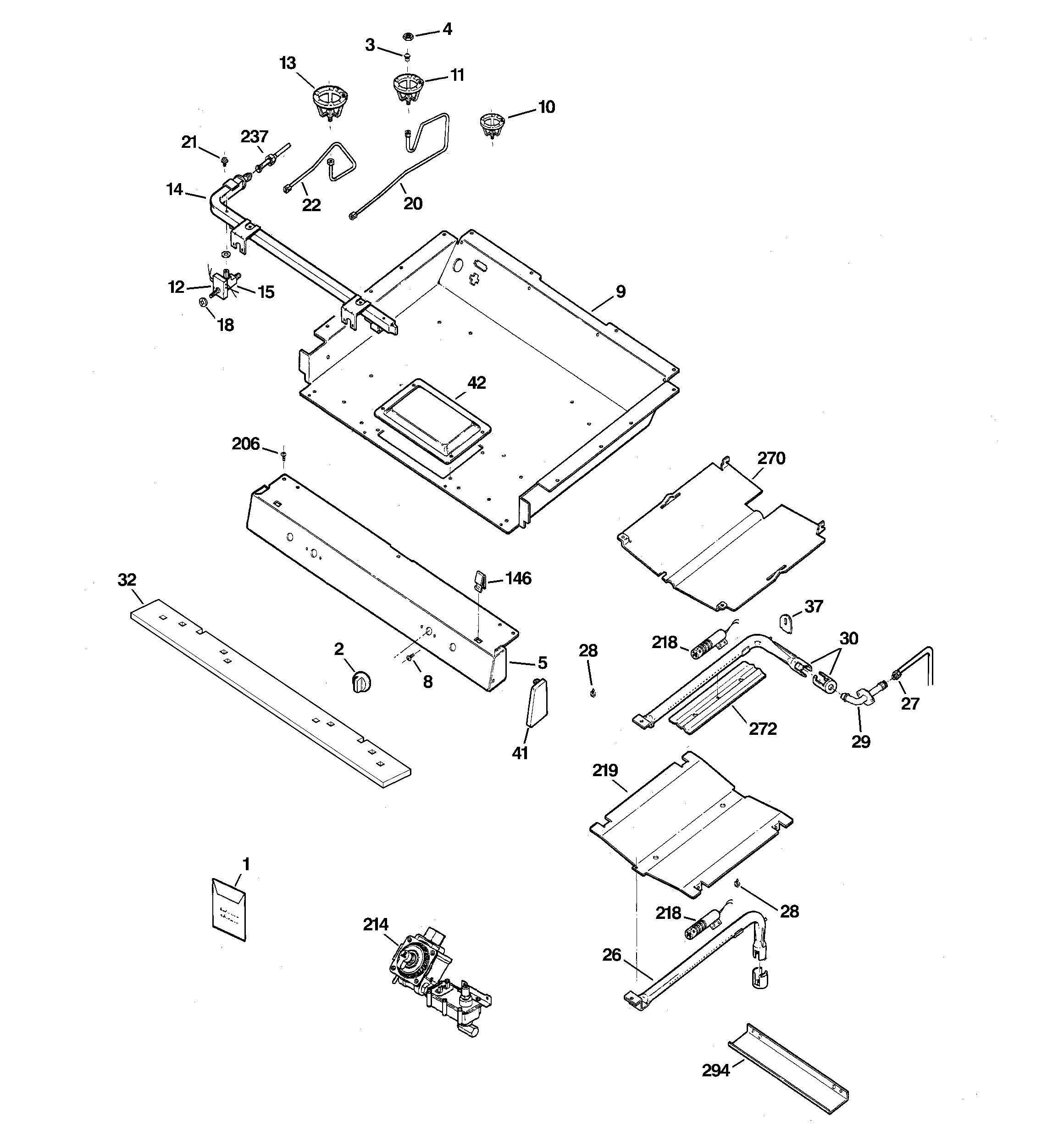 GE JGBP29MEL3BS gas & burner parts diagram