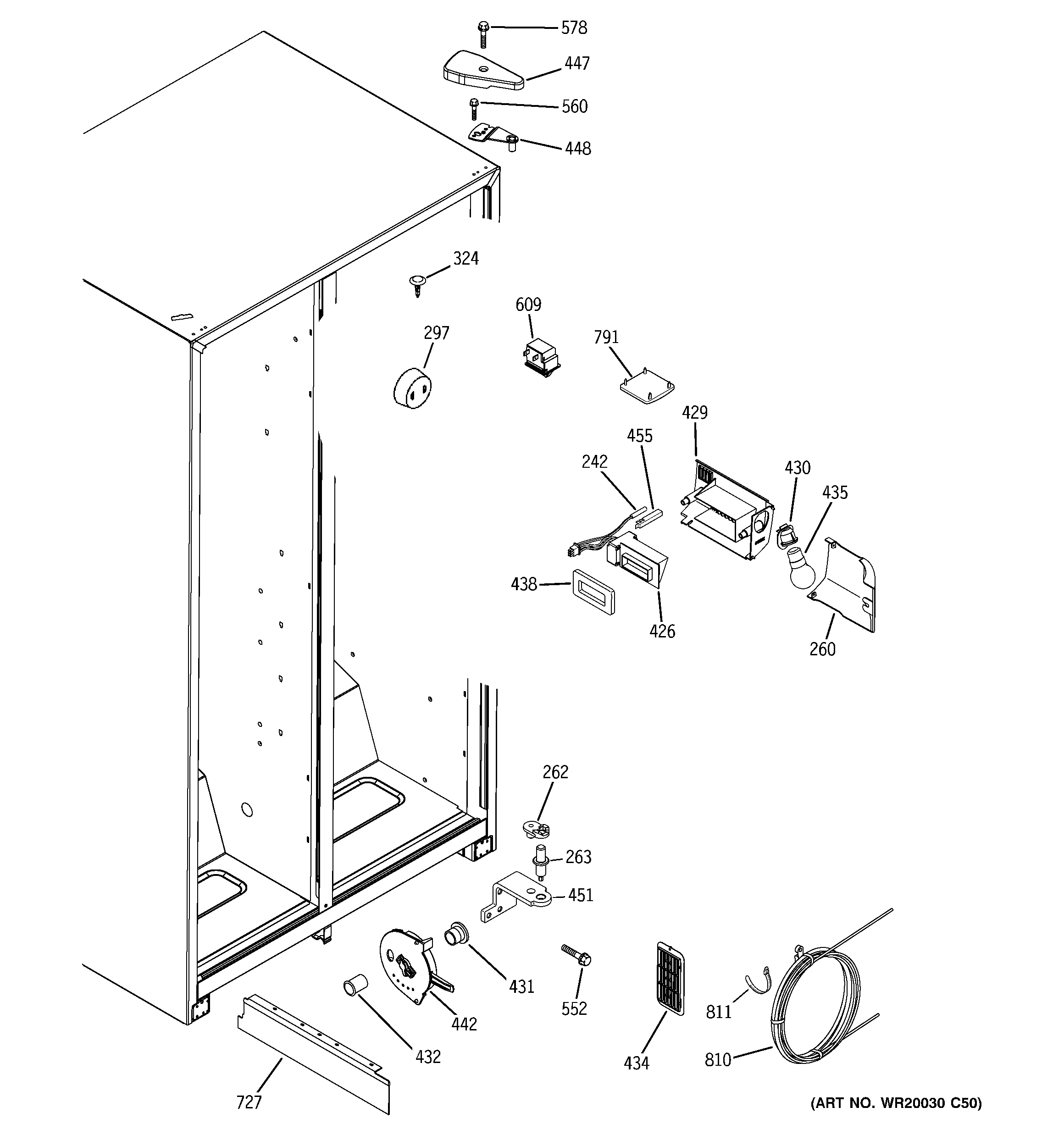 GE GSS25JETBBB fresh food section diagram