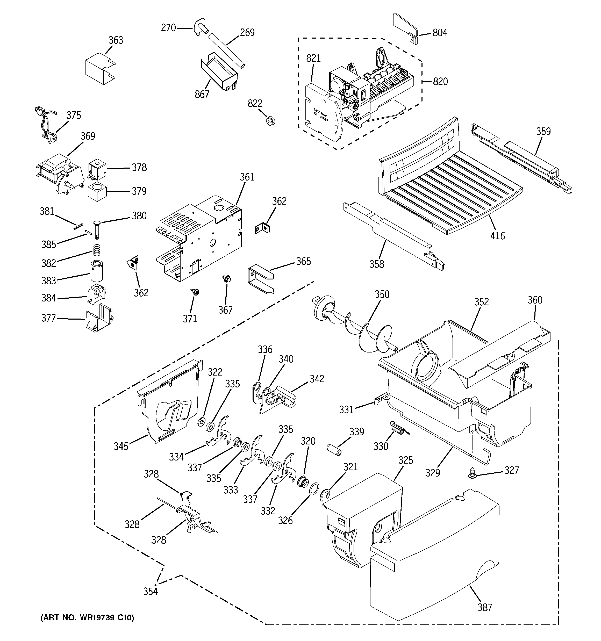 GE GSL22JFTBBS ice maker & dispenser diagram