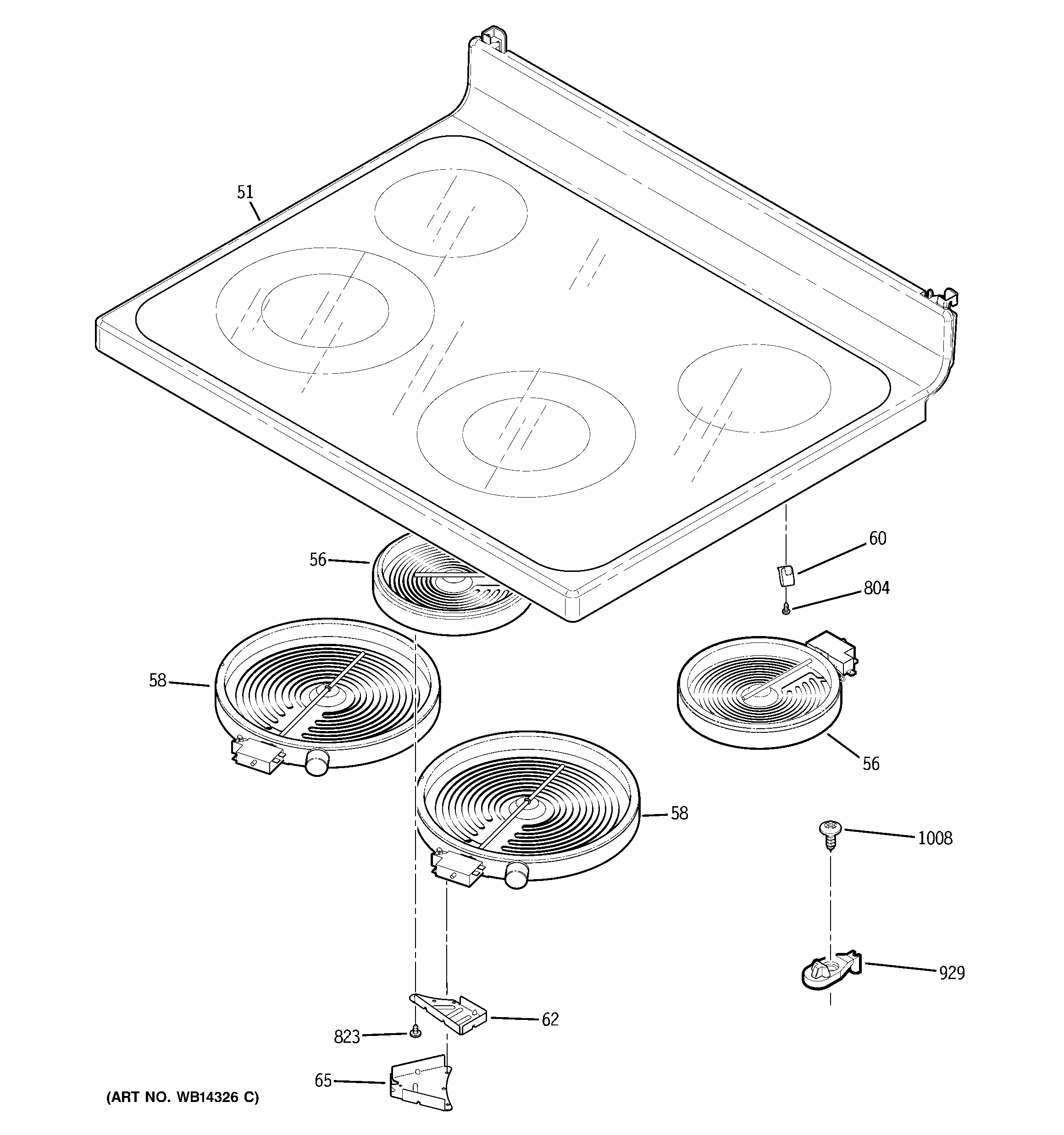 GE JB660DM1WW cooktop diagram