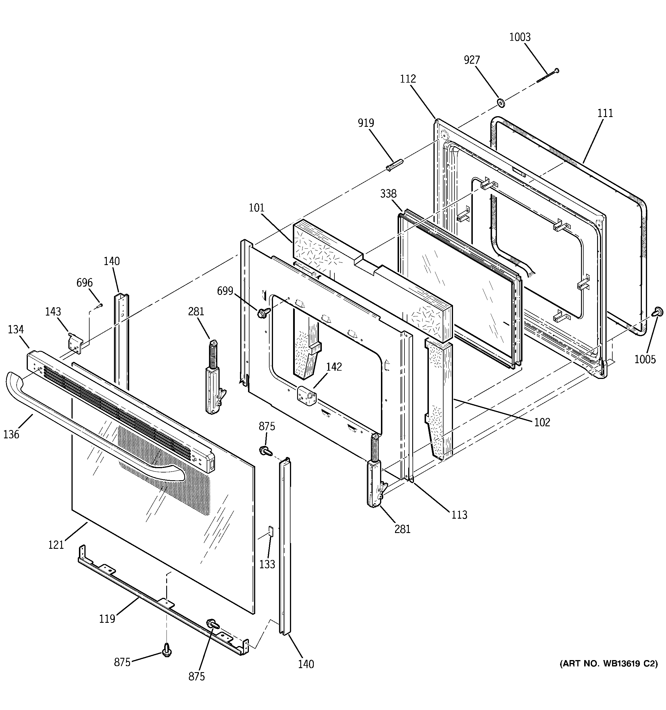 GE JBP24DM1BB door diagram