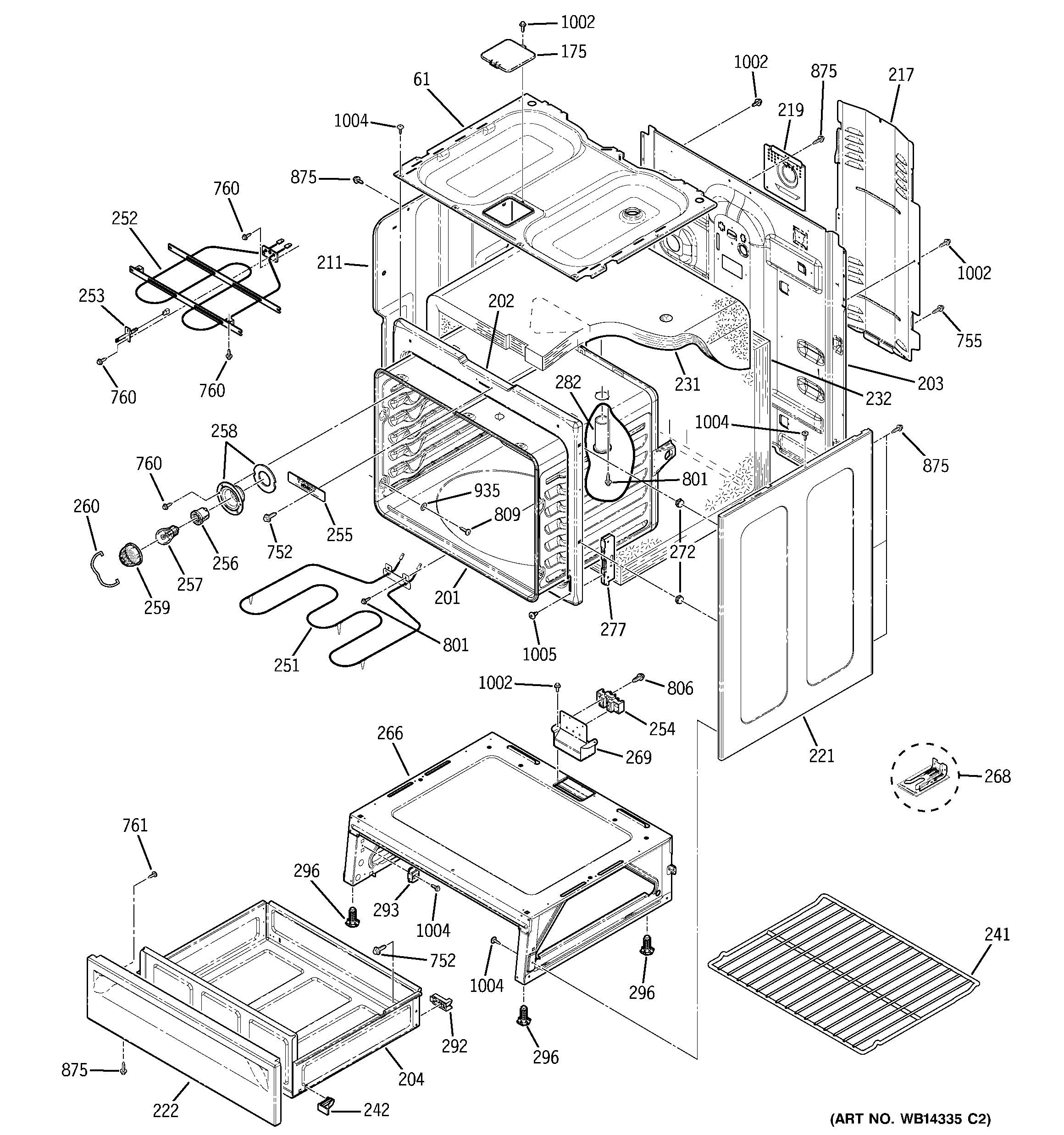 GE JBP35CM1BB body parts diagram
