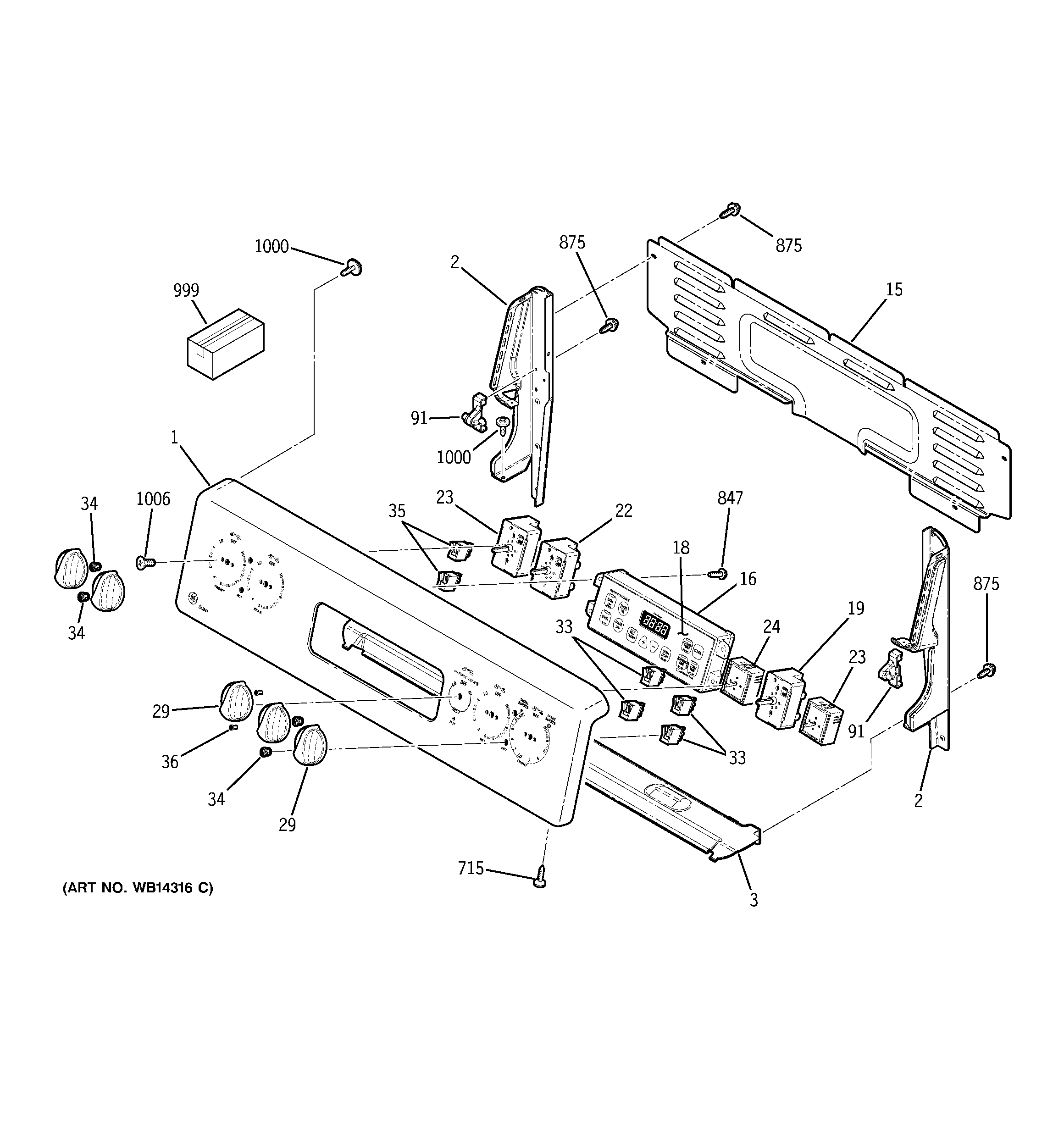GE JBP71CM1WW control panel diagram