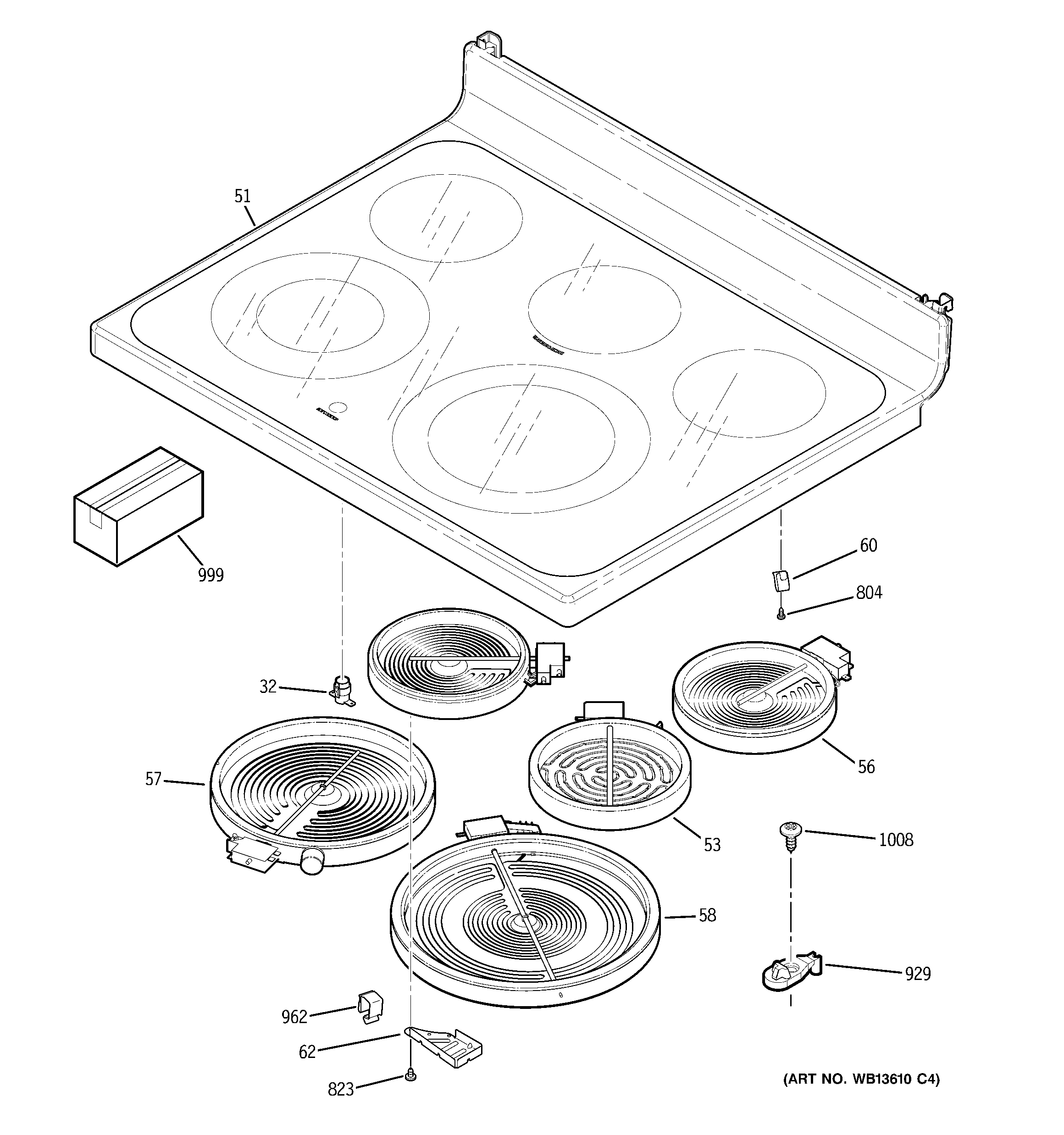 GE JBP80SM1SS cooktop diagram