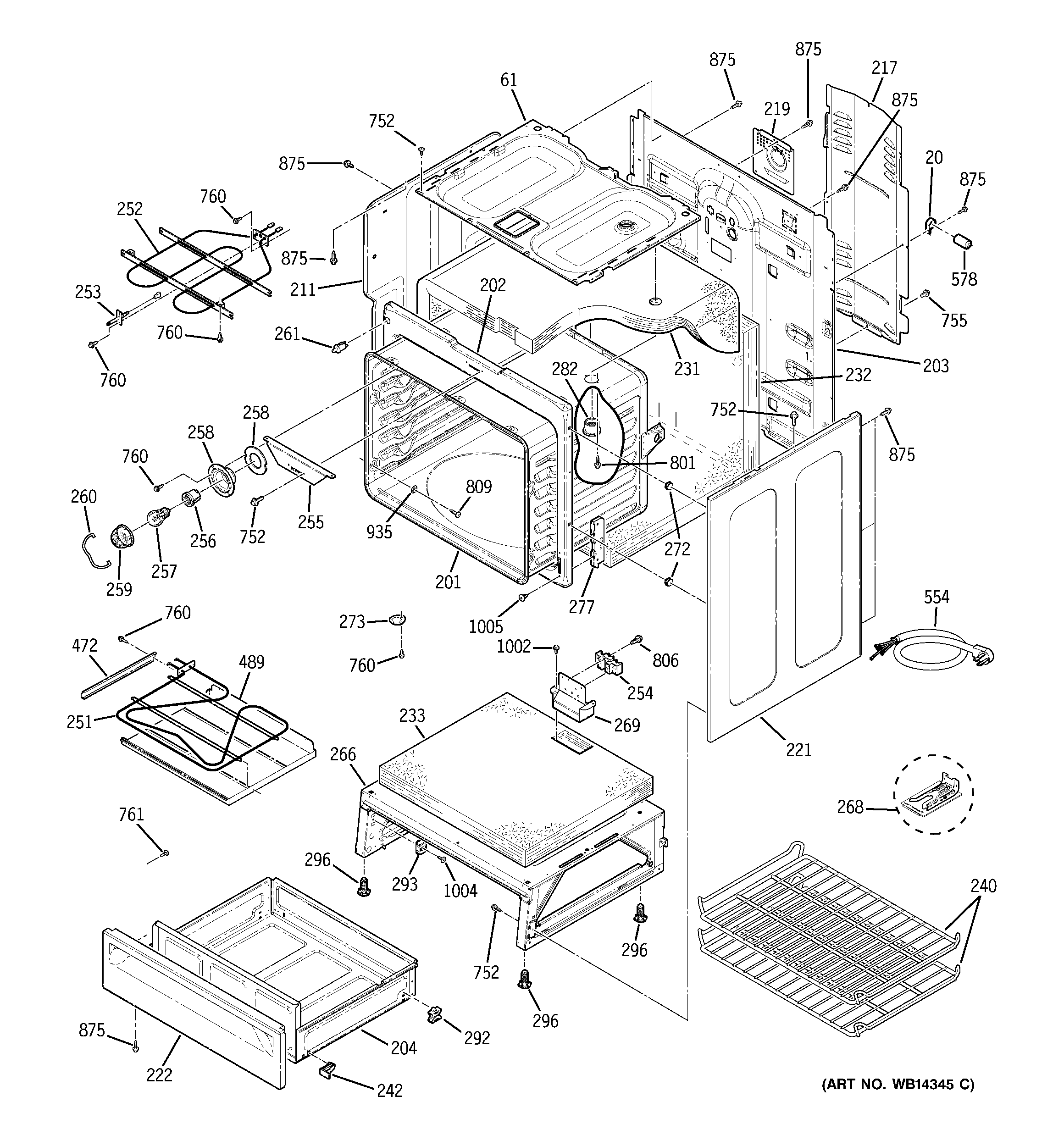 GE JCBP40DM1WW body parts diagram