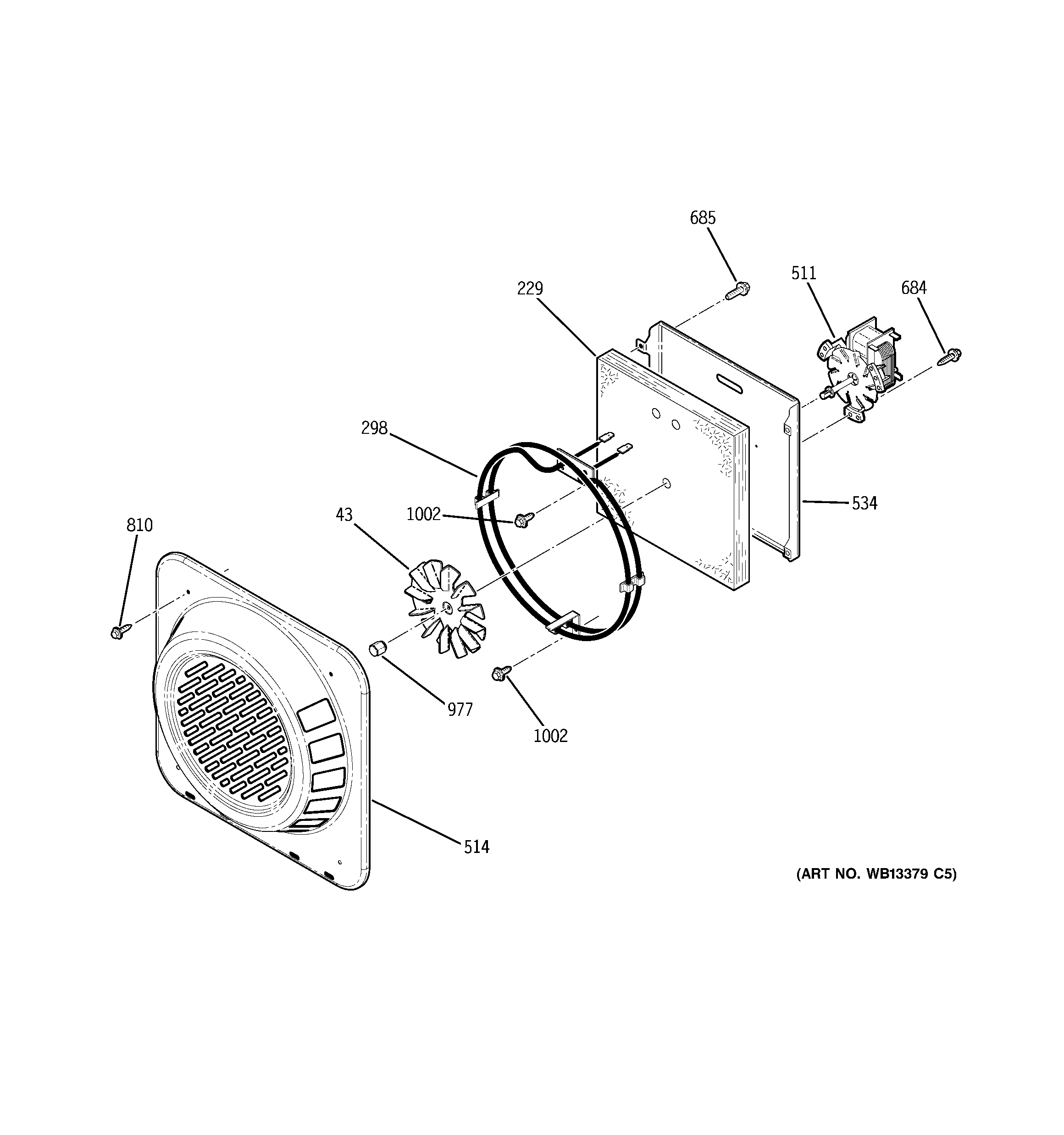 GE JCBP40DM1WW convection fan diagram