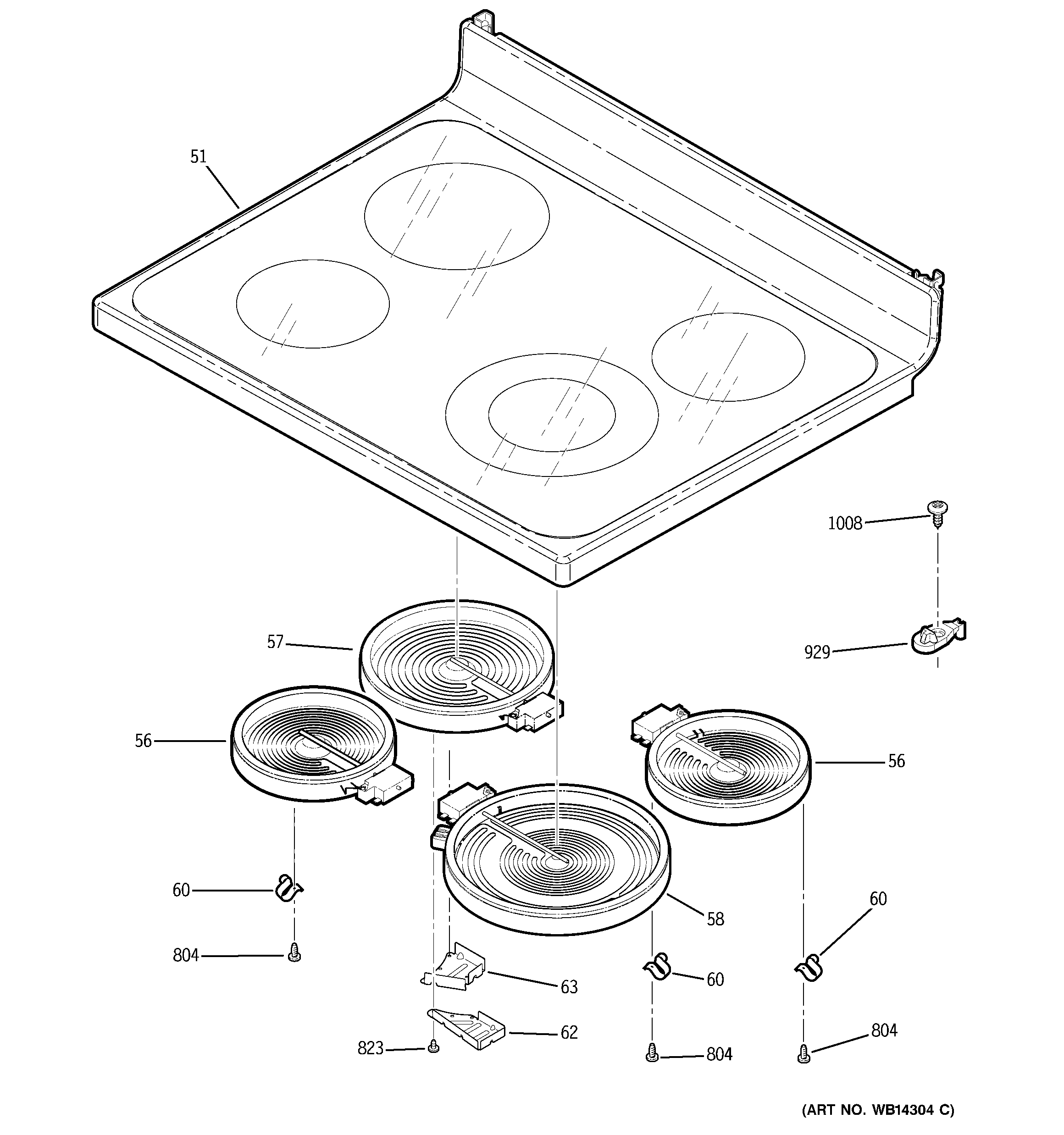 GE JCBP68SM1SS cooktop diagram