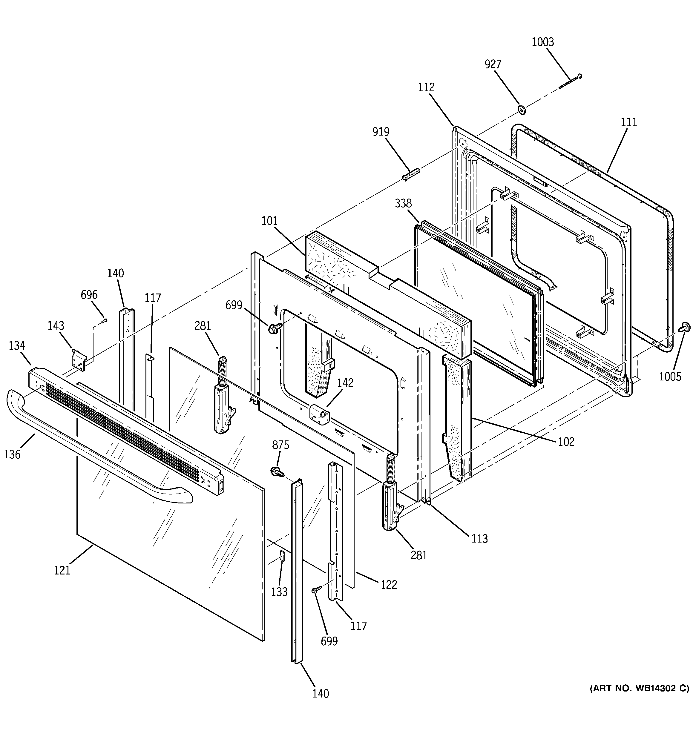 GE JCBP71CM1BB door diagram