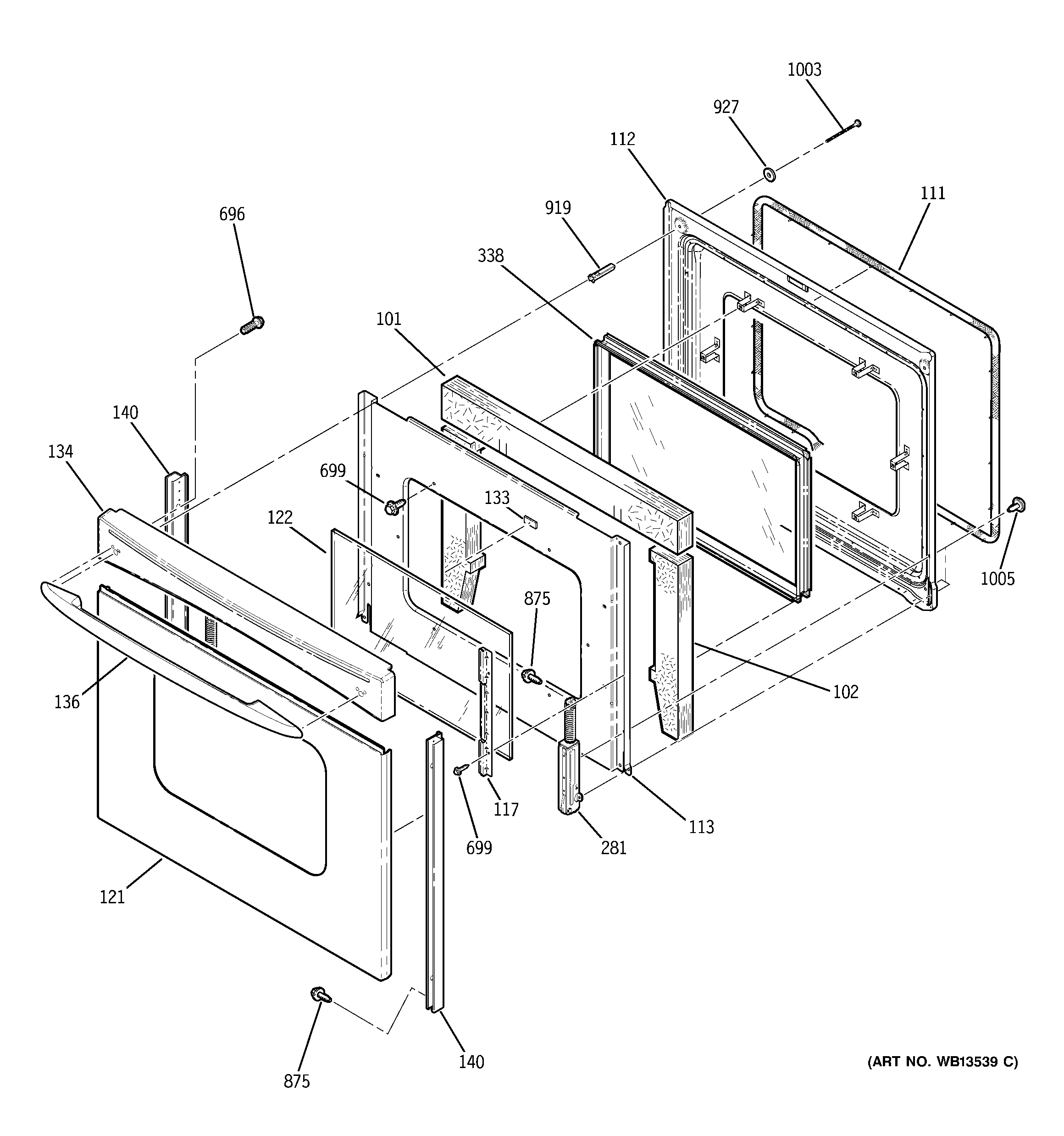 GE JCBP79SM1SS door diagram