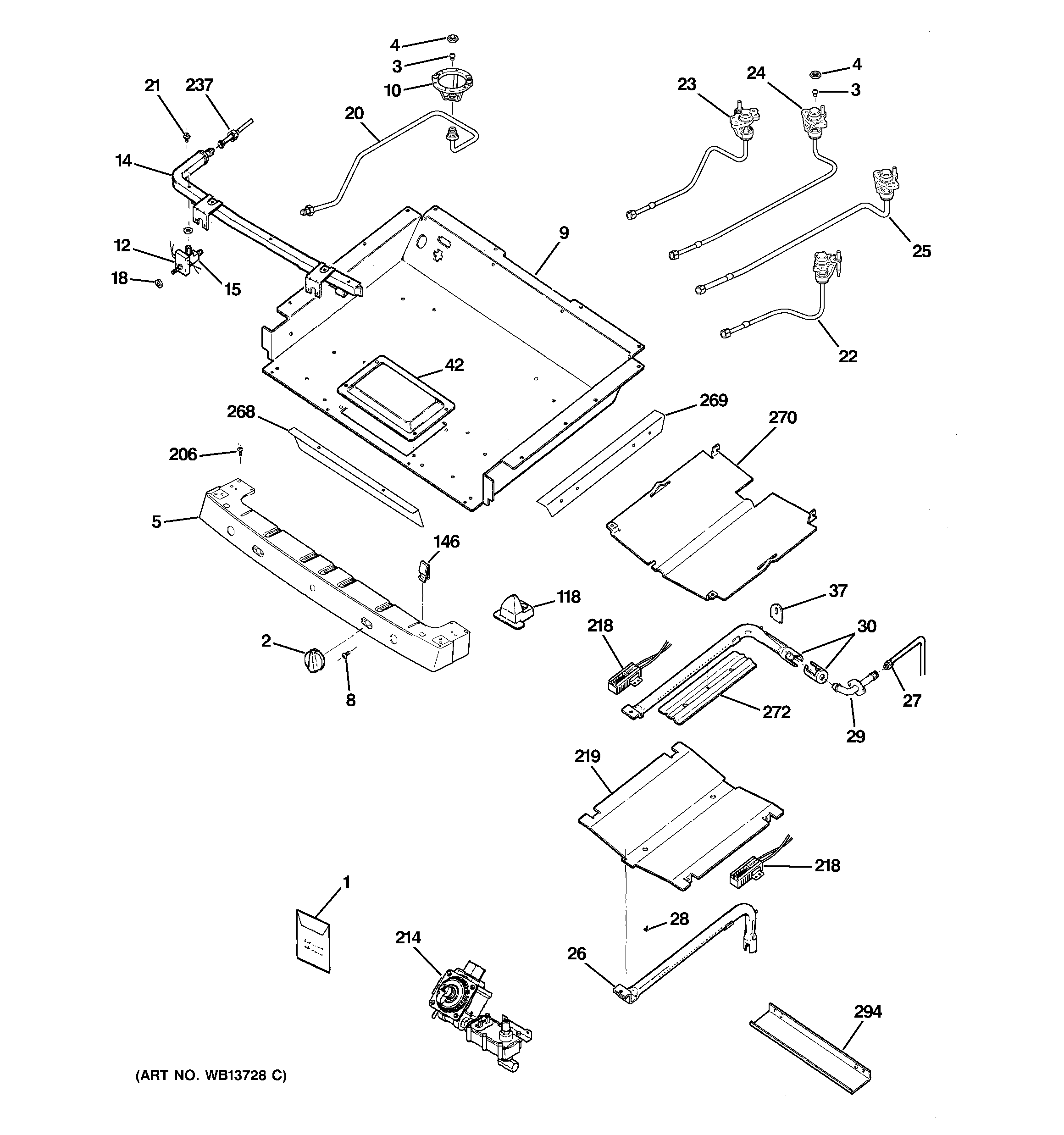 GE JGB908CEK6CC gas & burner parts diagram