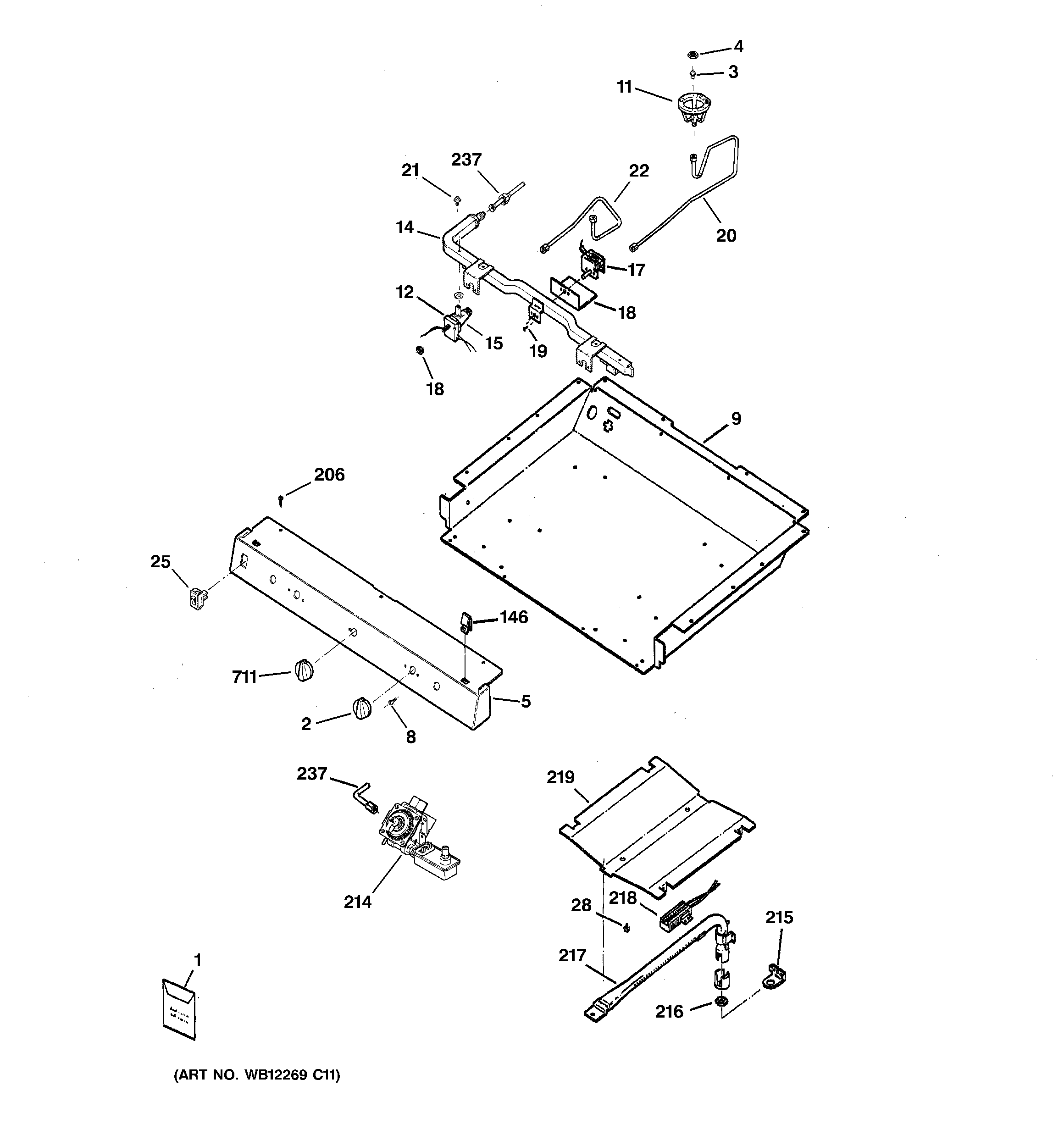GE JGBS22BEH6WH gas & burner parts diagram