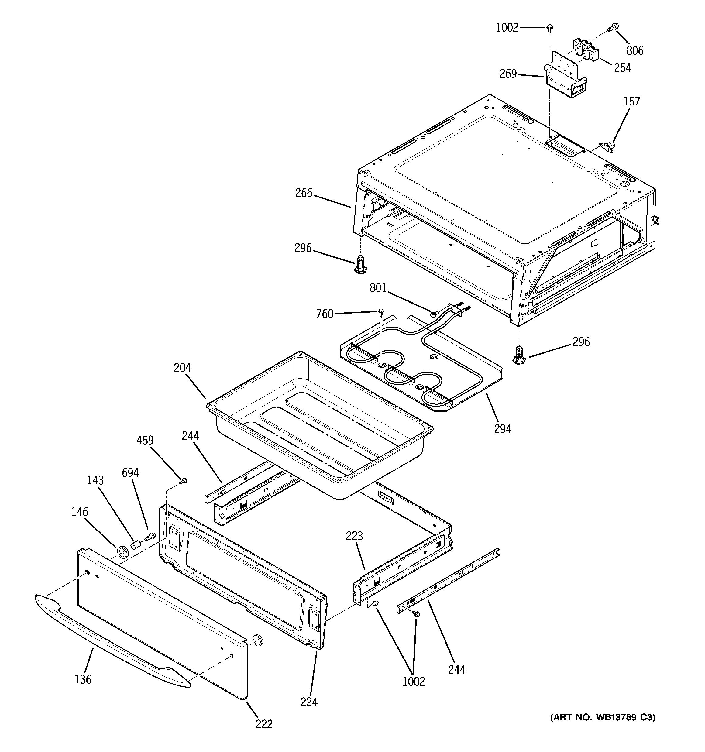 GE JB900SK5SS warming drawer diagram