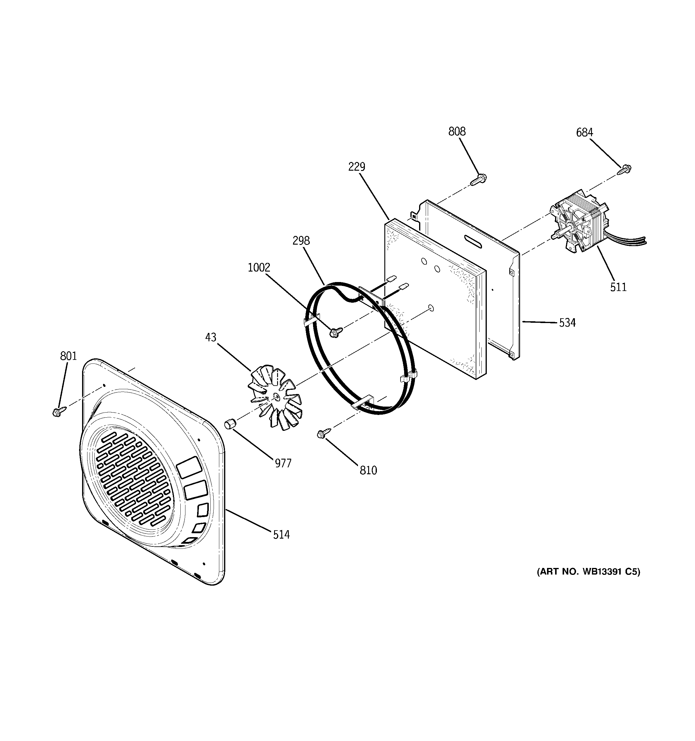 GE JCB968WK5WW convection fan diagram