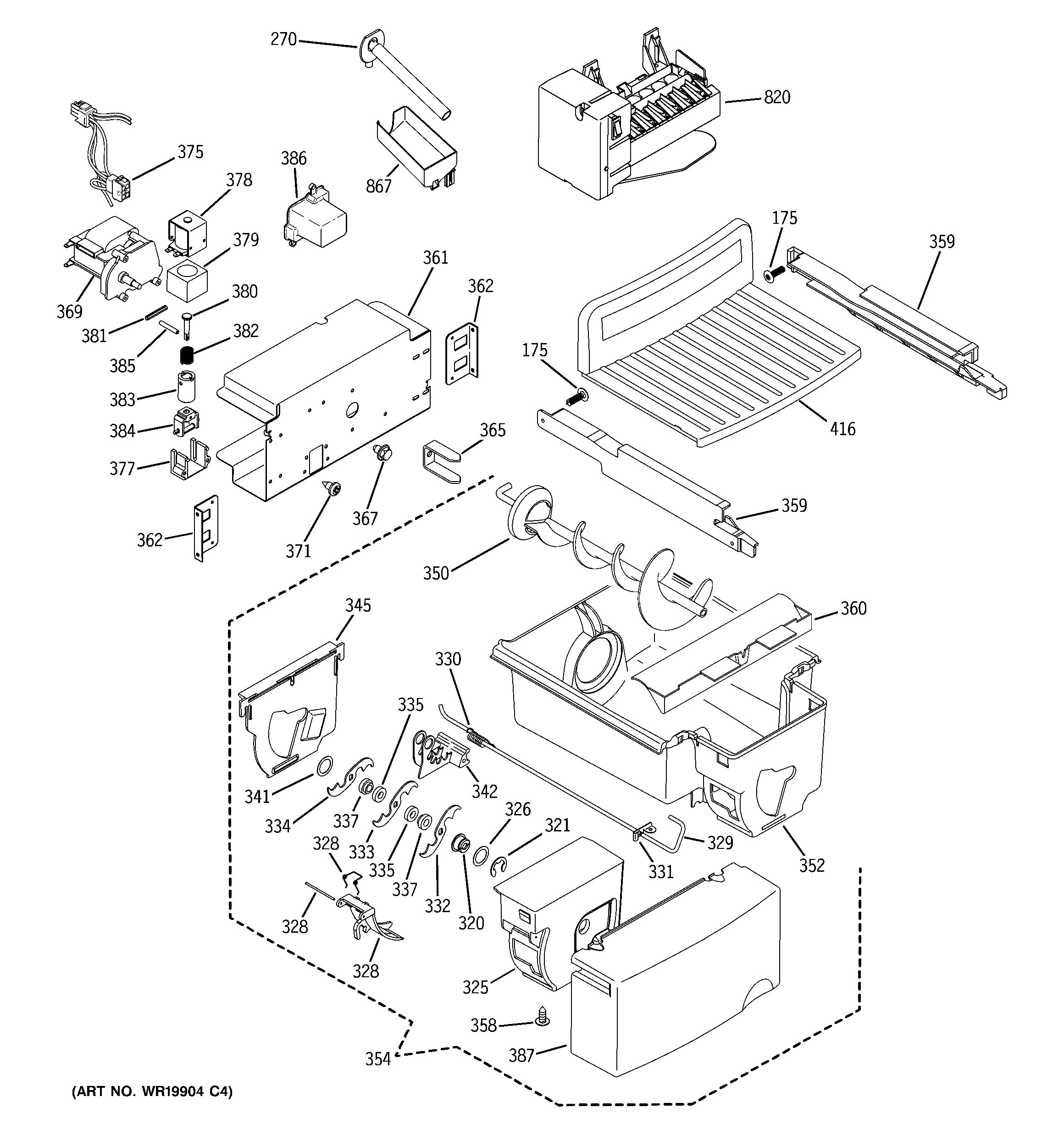 GE GSS25WSTBSS ice maker & dispenser diagram