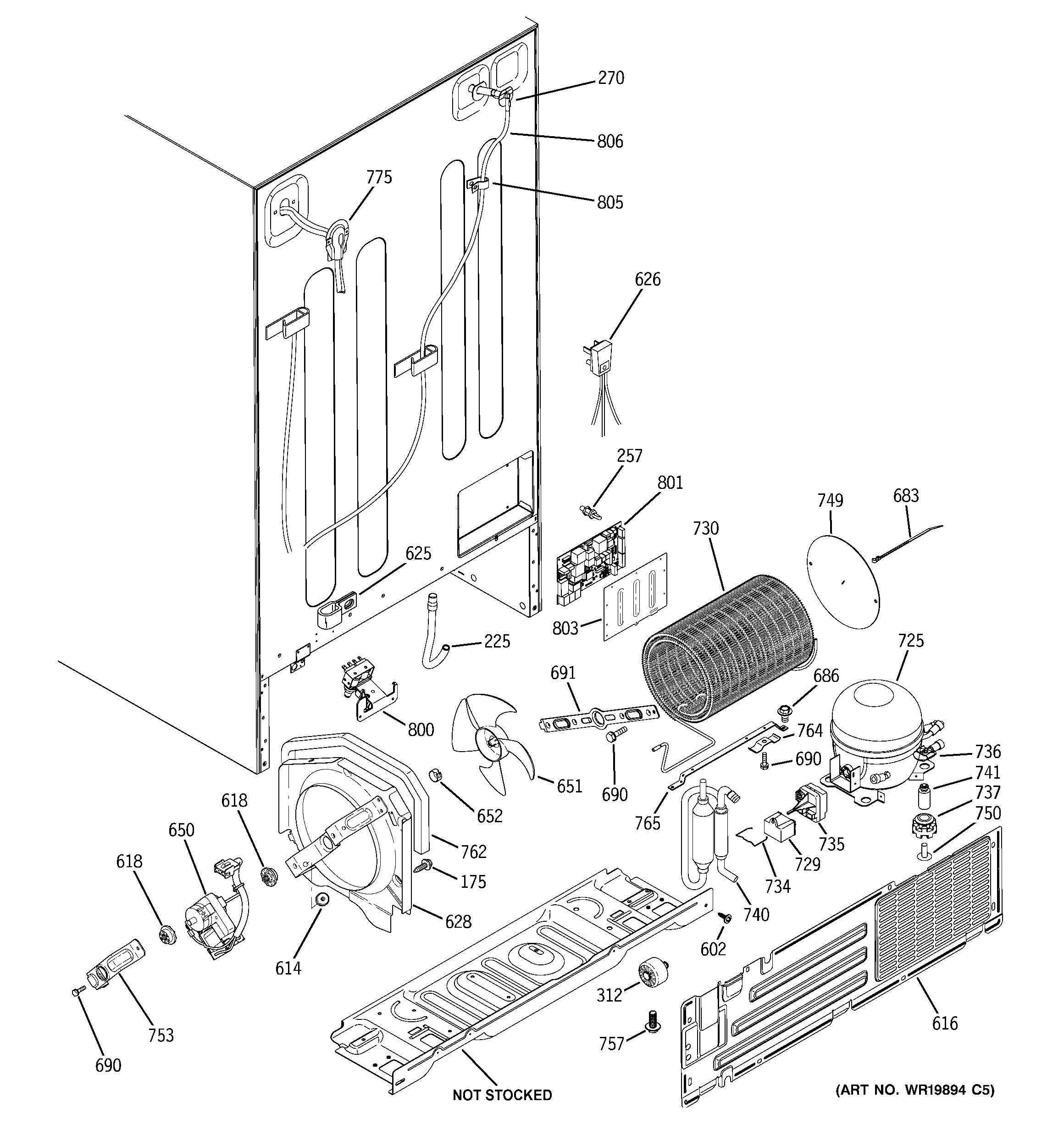 GE GSS25WSTBSS sealed system & mother board diagram