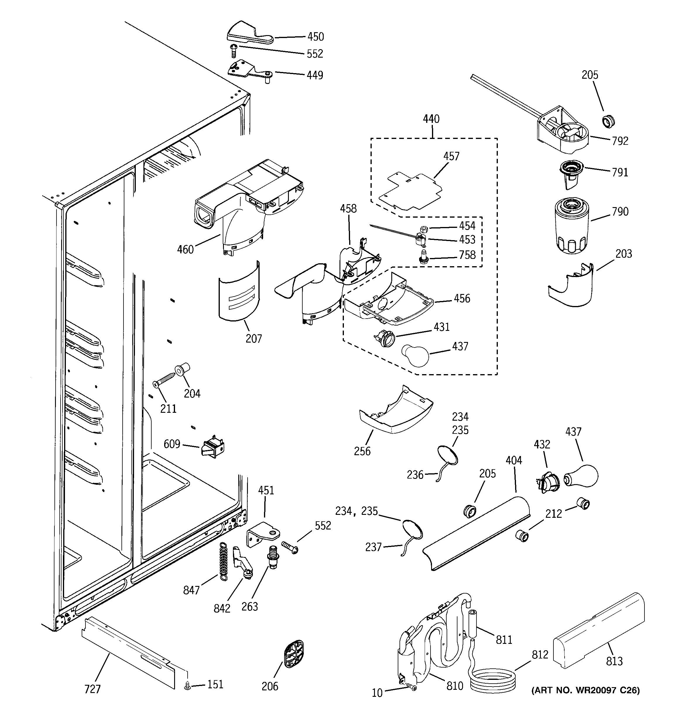 GE GSS25WSWCSS fresh food section diagram