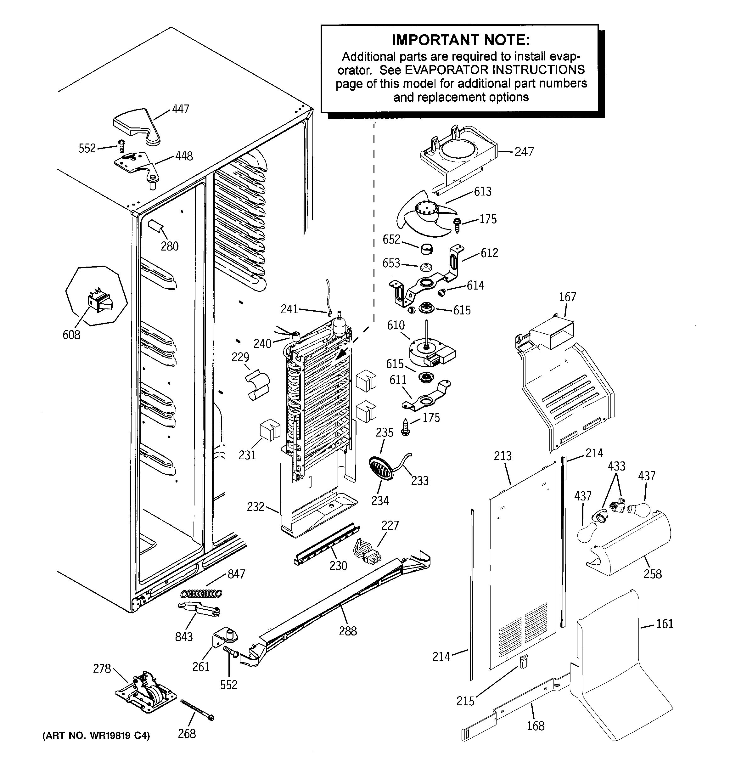 GE PSF23MGWACC freezer section diagram