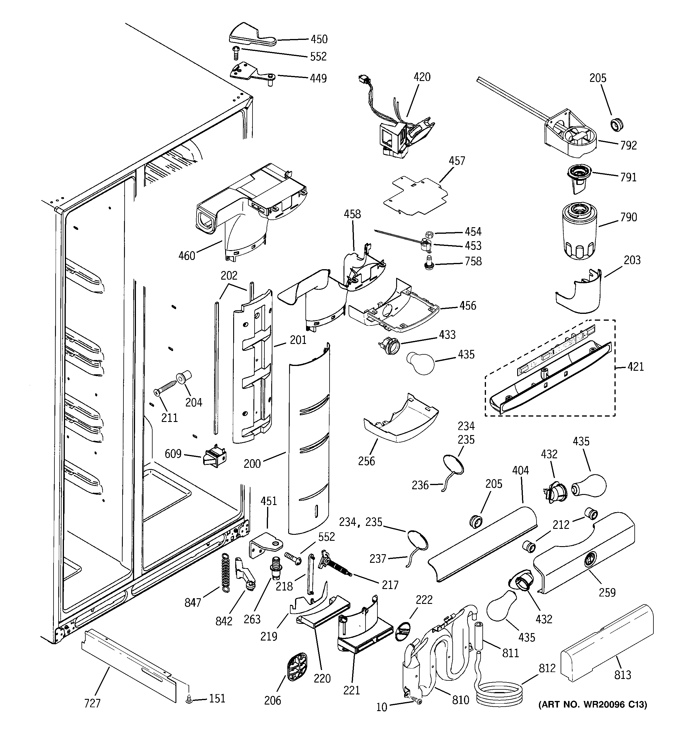 GE PSK25NGSECWW fresh food section diagram