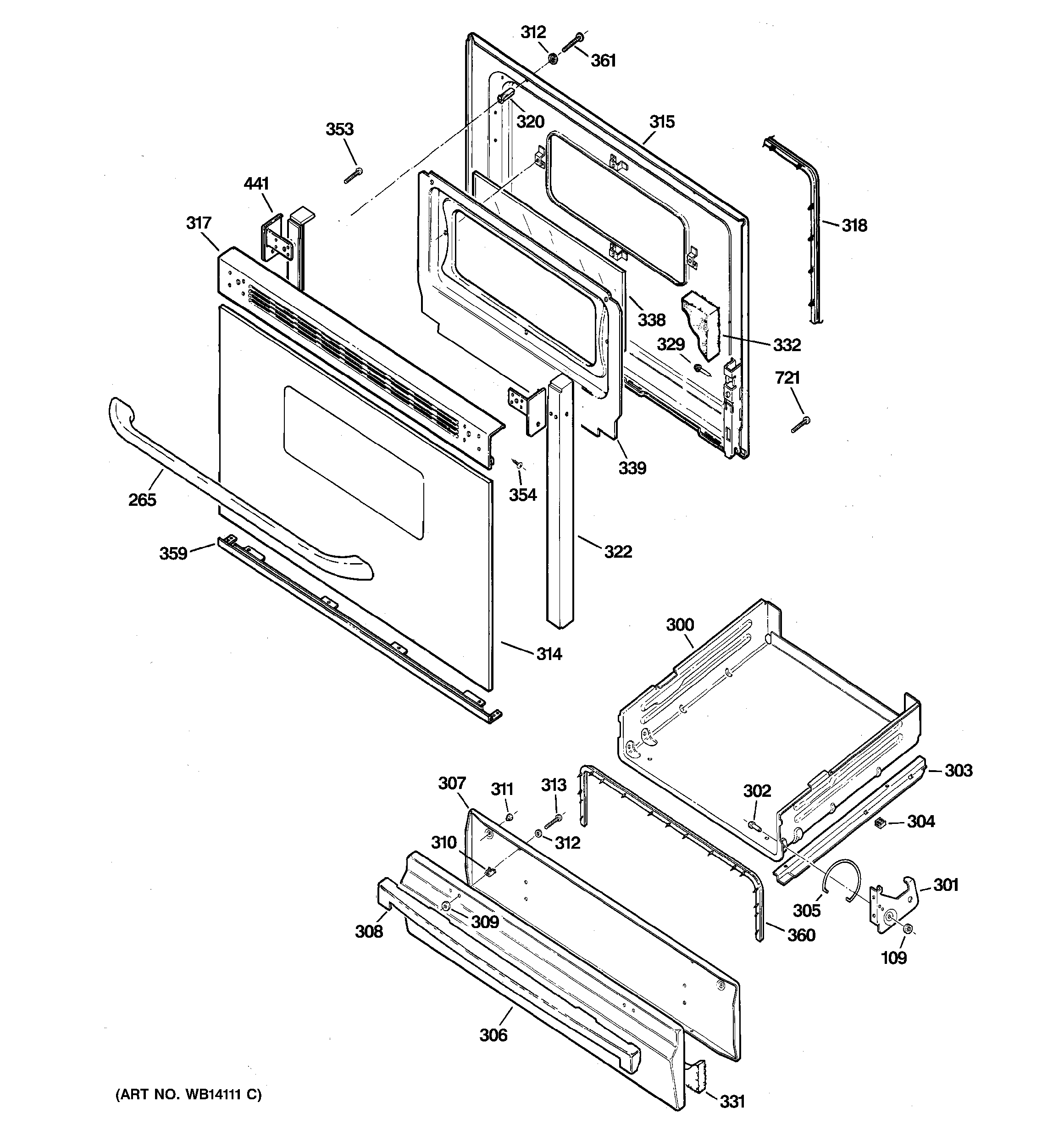 GE JGBS20DEM1WW door & drawer parts diagram