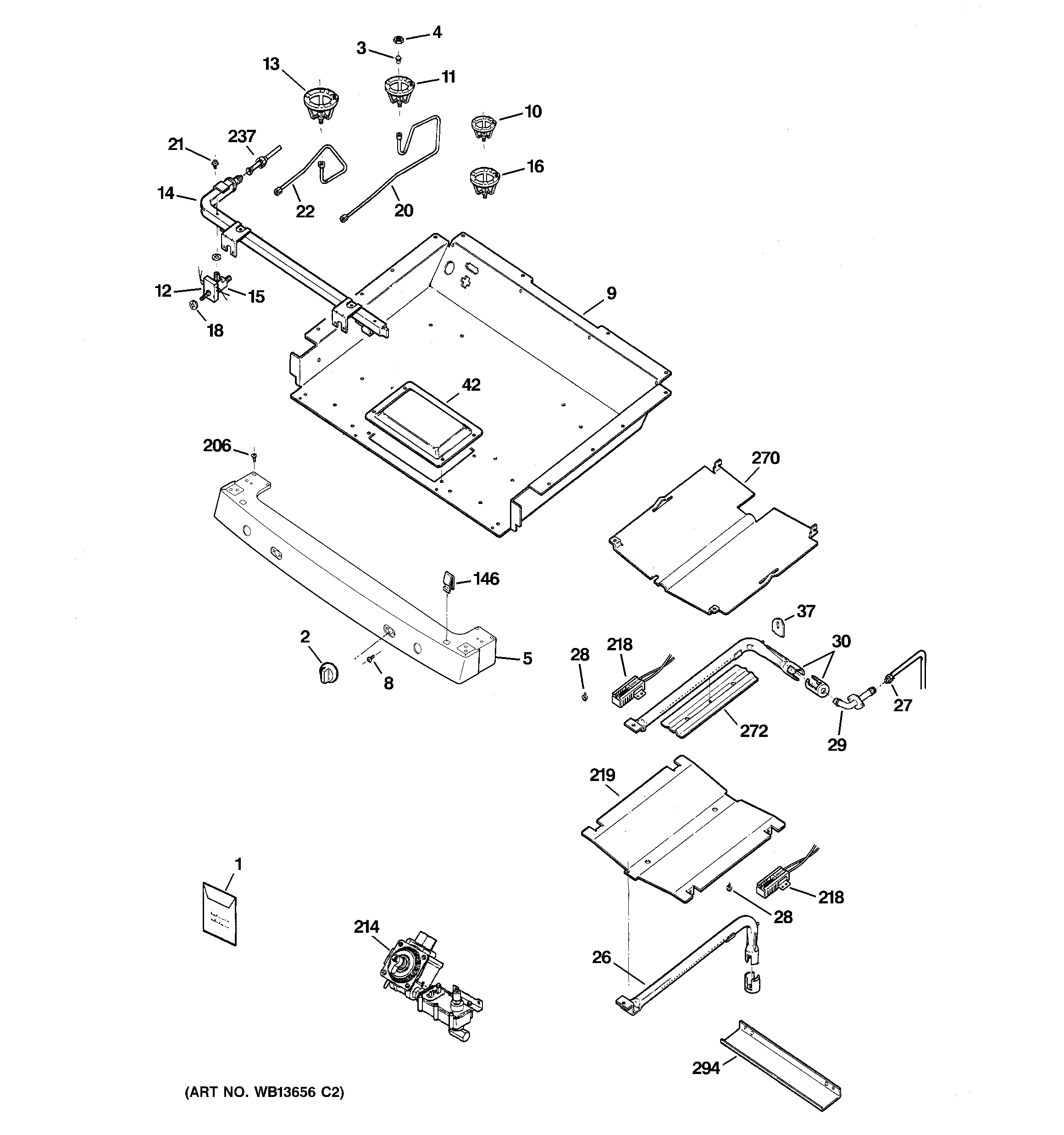 GE JGBP36DEM1CC gas & burner parts diagram