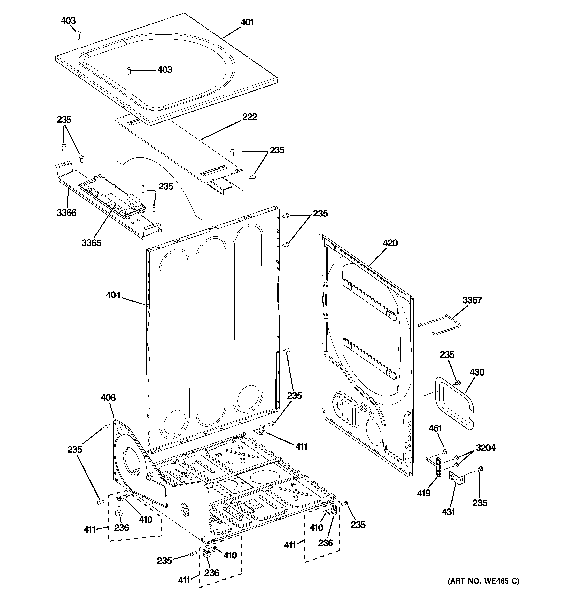 GE DBVH512EF0WW cabinet diagram