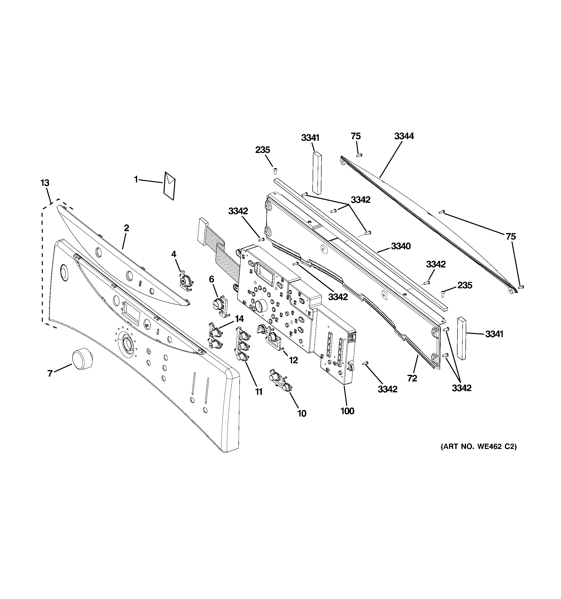 GE DBVH512GF1WW controls & backsplash diagram
