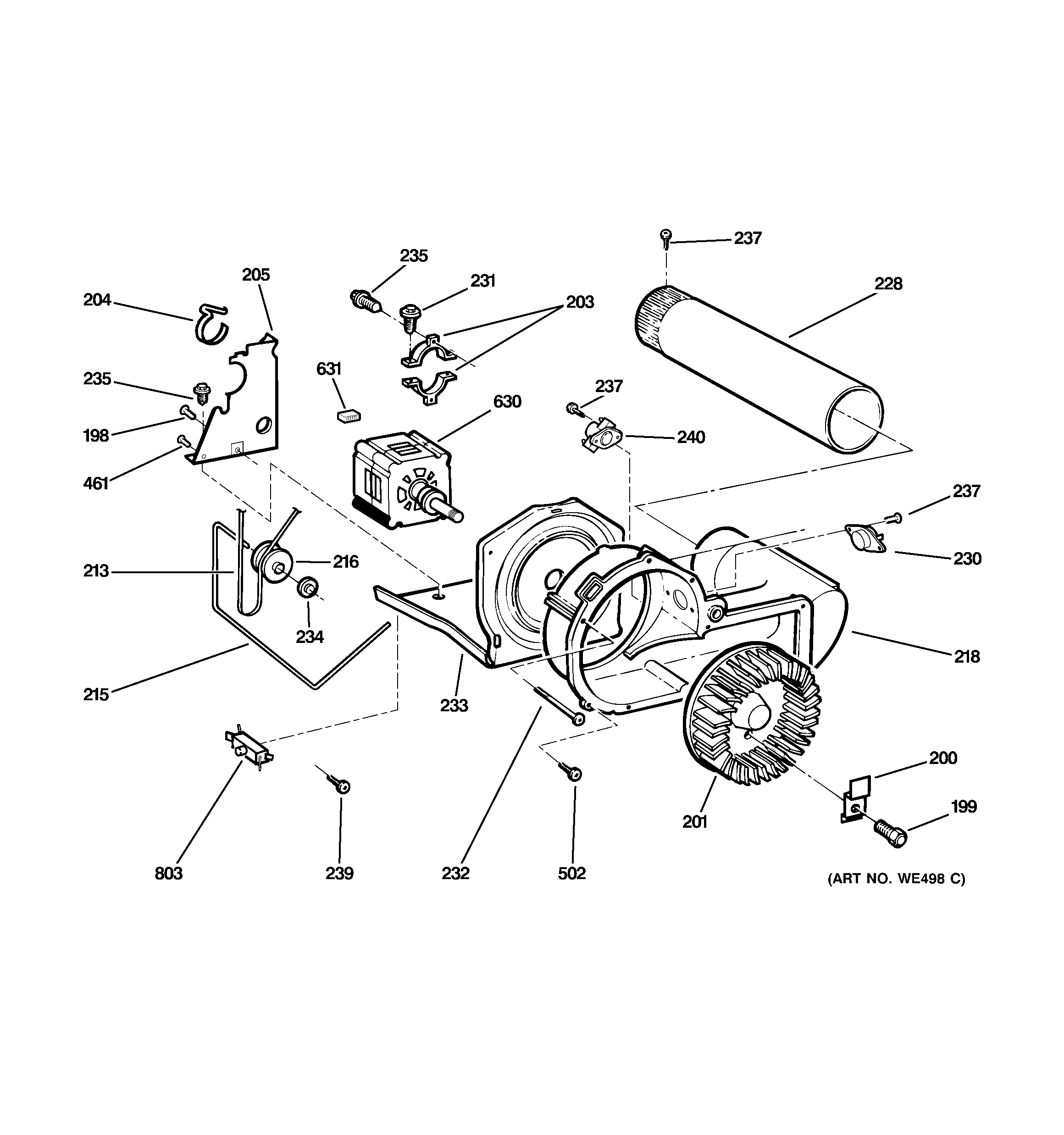 GE DCVH660GH0WW blower & motor diagram