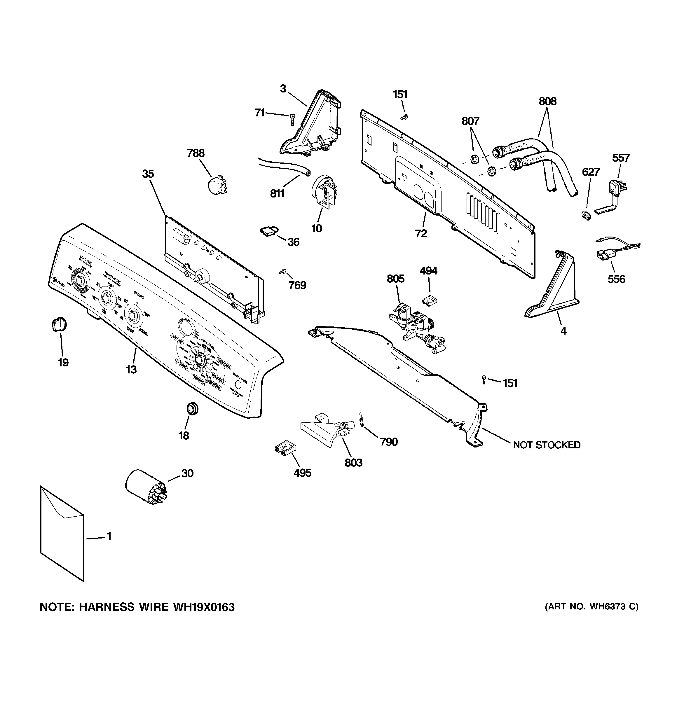 GE WPRE6150H0WT controls & backsplash diagram