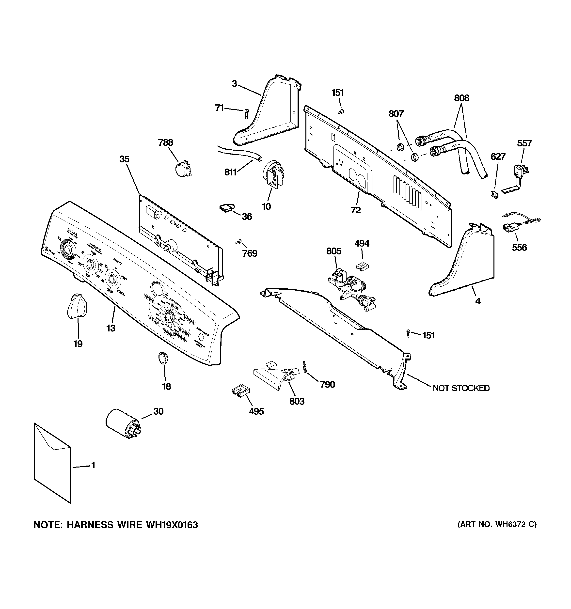 GE WPRE8350H0WT controls & backsplash diagram
