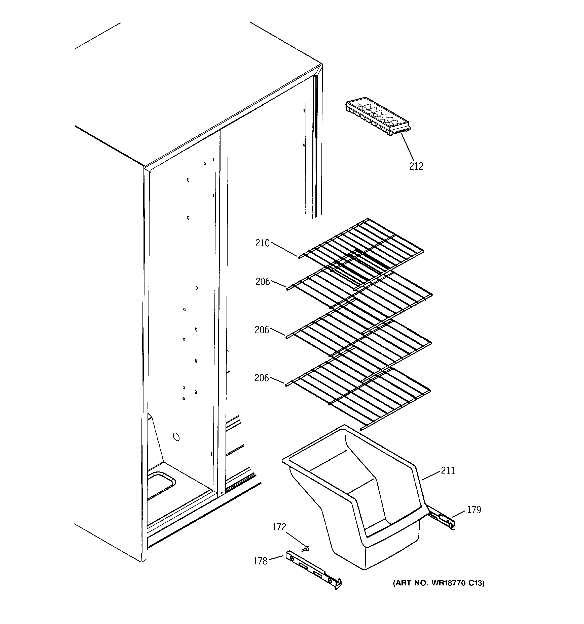 GE GSS20IBTEWW freezer shelves diagram