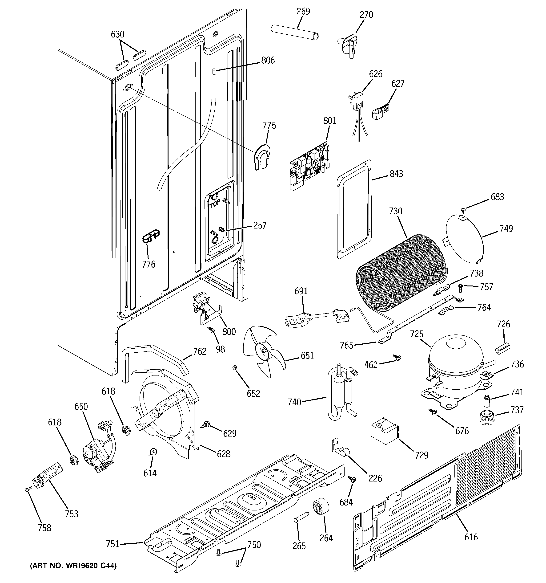 Hotpoint HSH25IFTEBB sealed system & mother board diagram