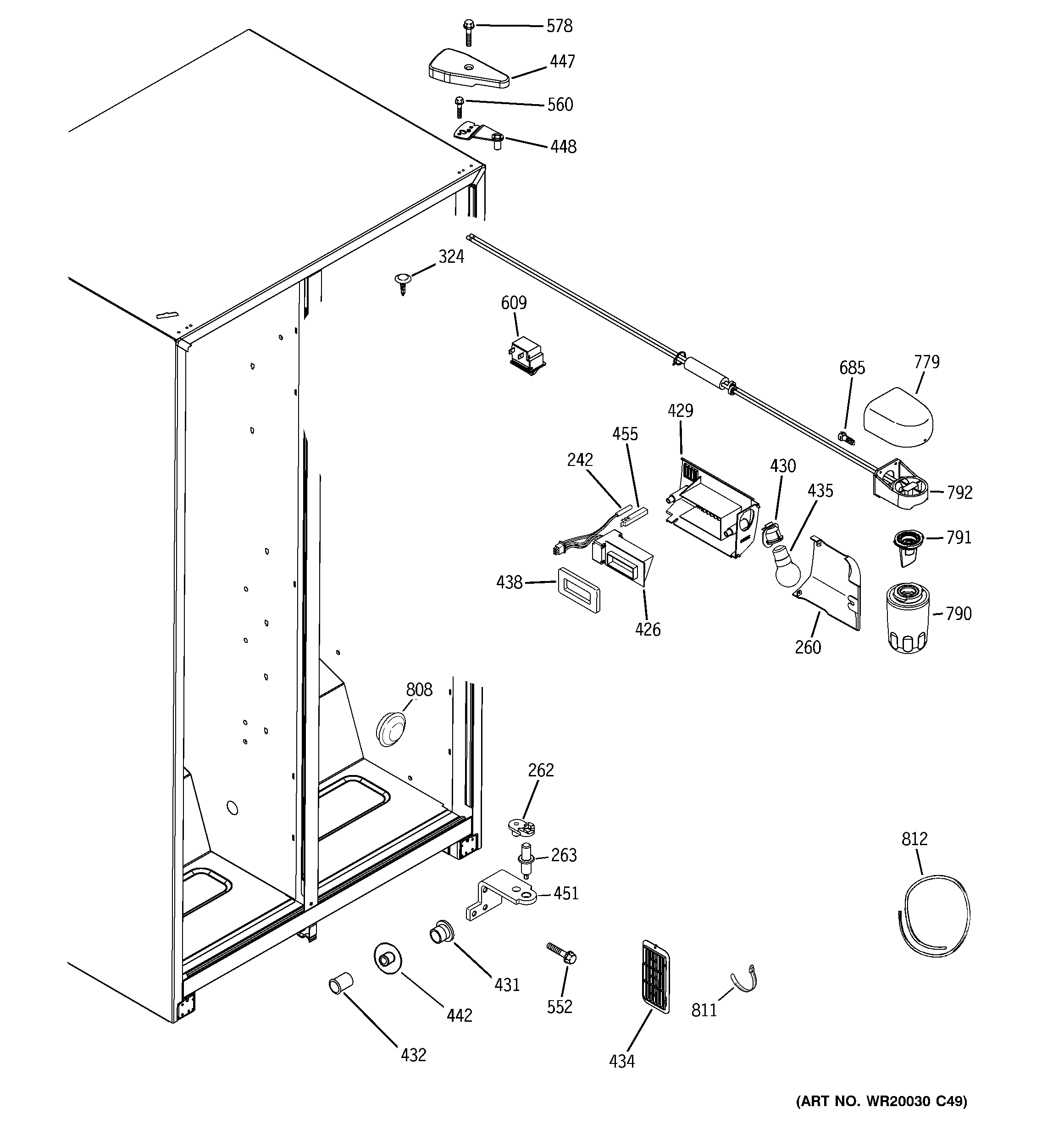 Hotpoint HSM25GFTBSA fresh food section diagram