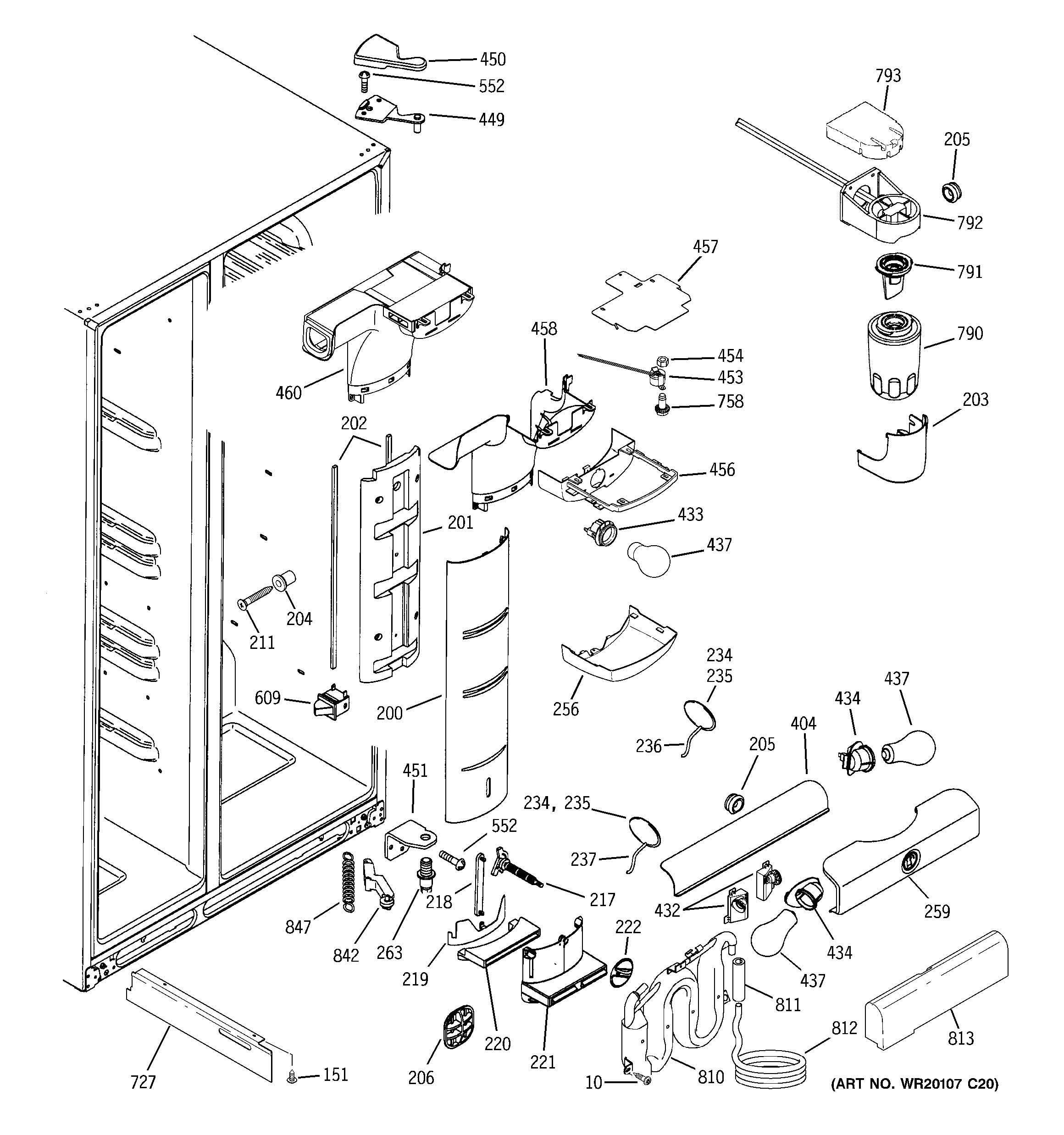 GE PSC23MSWCSS fresh food section diagram