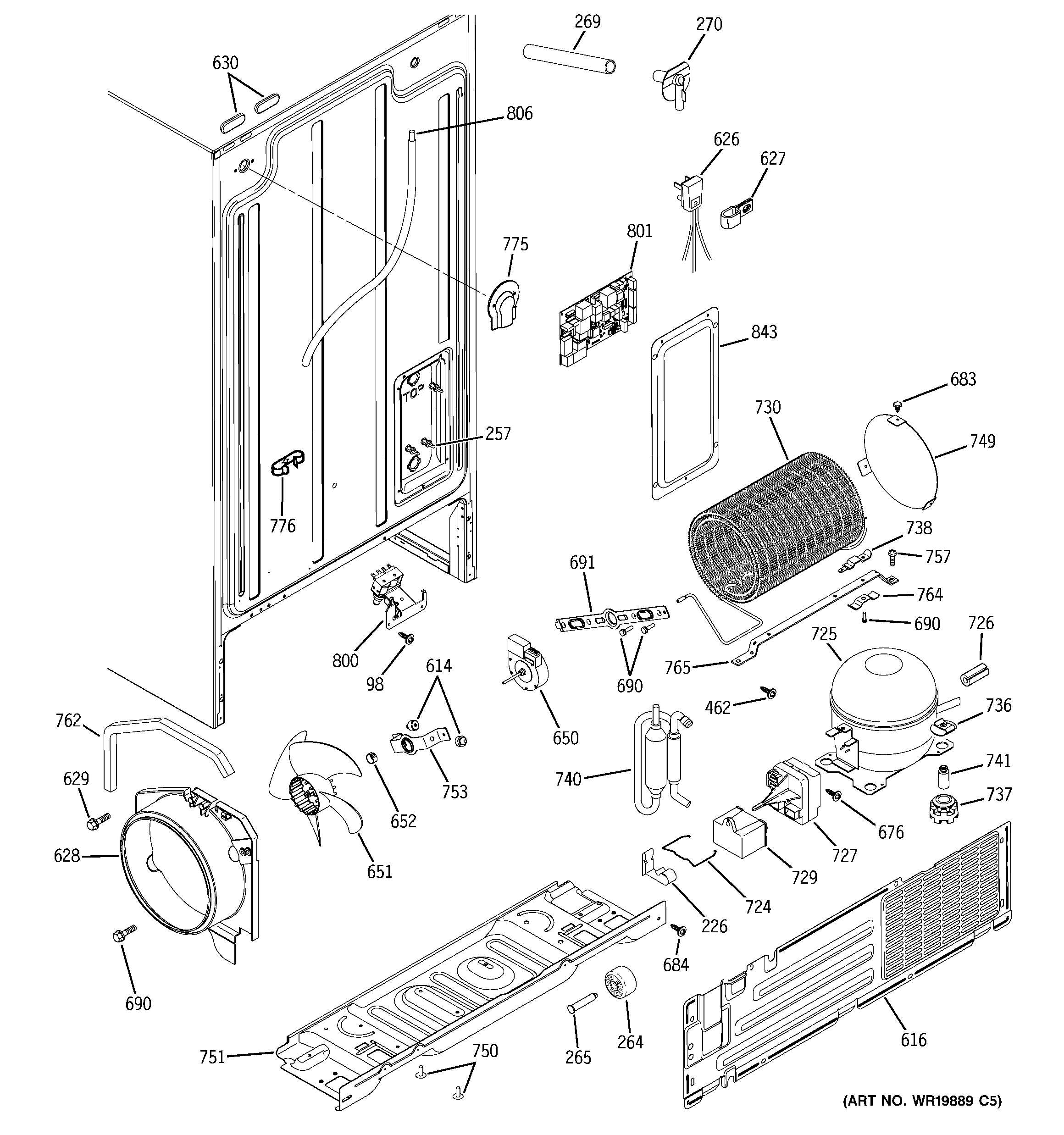 GE SSH25KFTEWW sealed system & mother board diagram